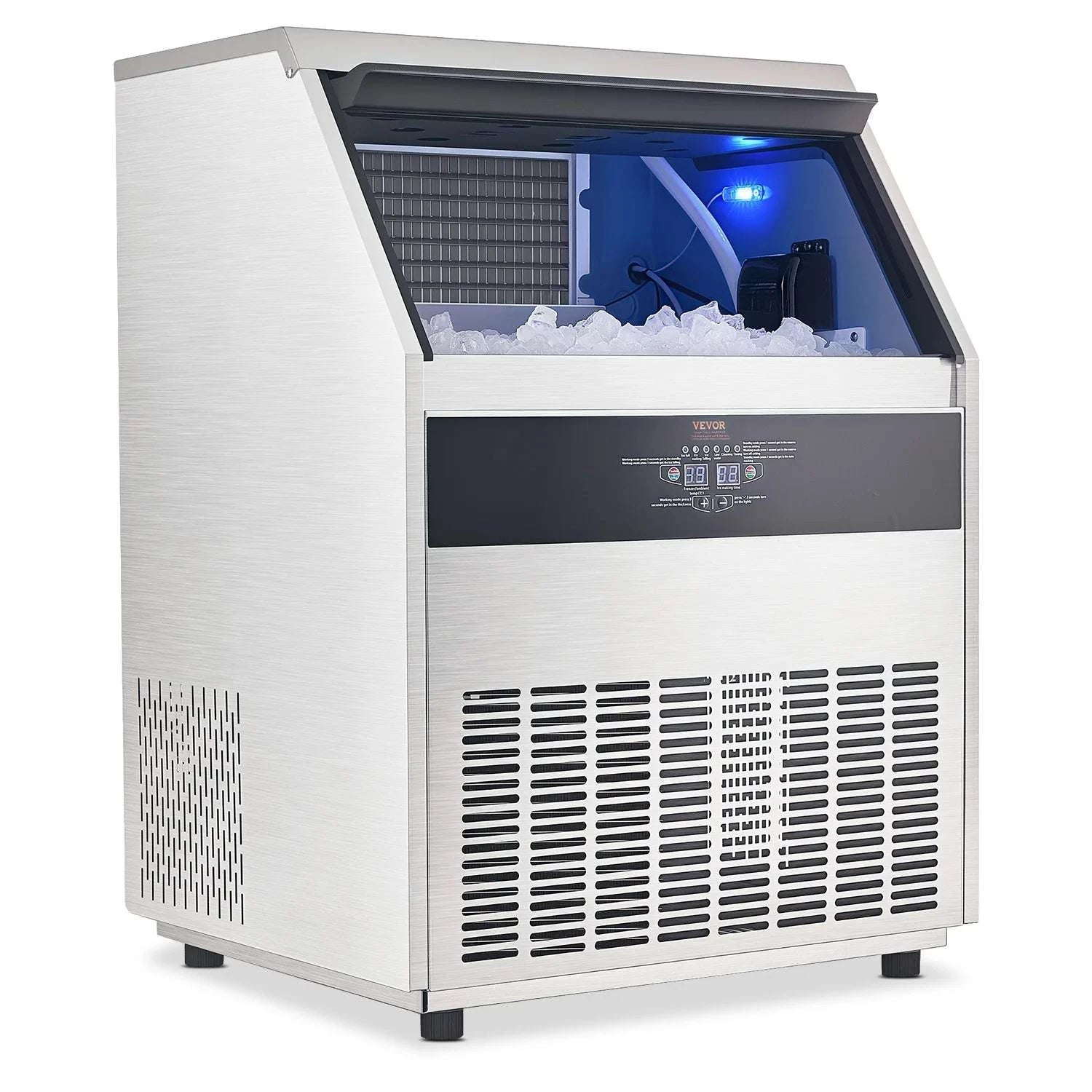Commercial Ice Maker 300lbs/Day with 88lb Storage & Self-Clean-United States