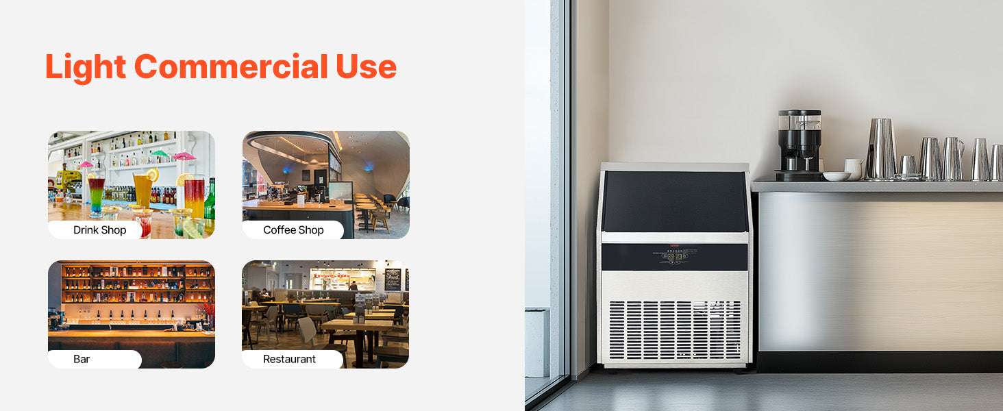 Commercial Ice Maker 300lbs/Day with 88lb Storage & Self-Clean-United States