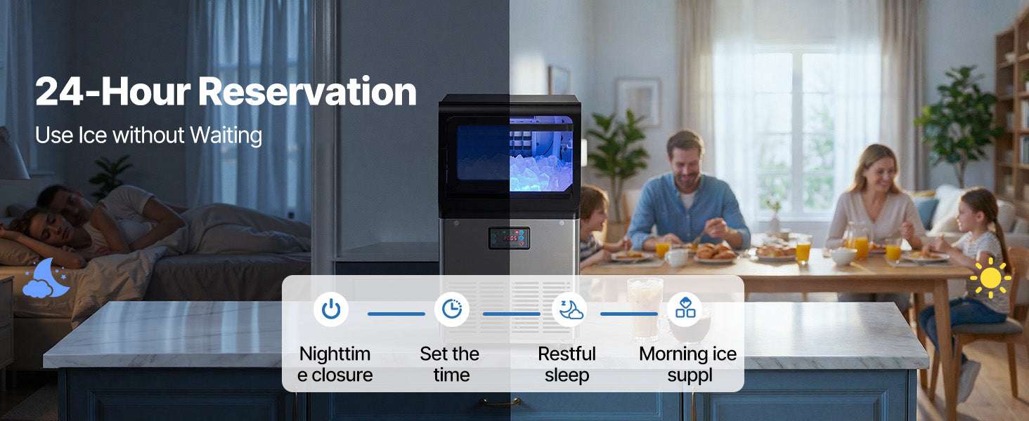 Commercial Ice Maker 80lbs/24h with LED Display & Self-Cleaning-130lbs per 24H / United States