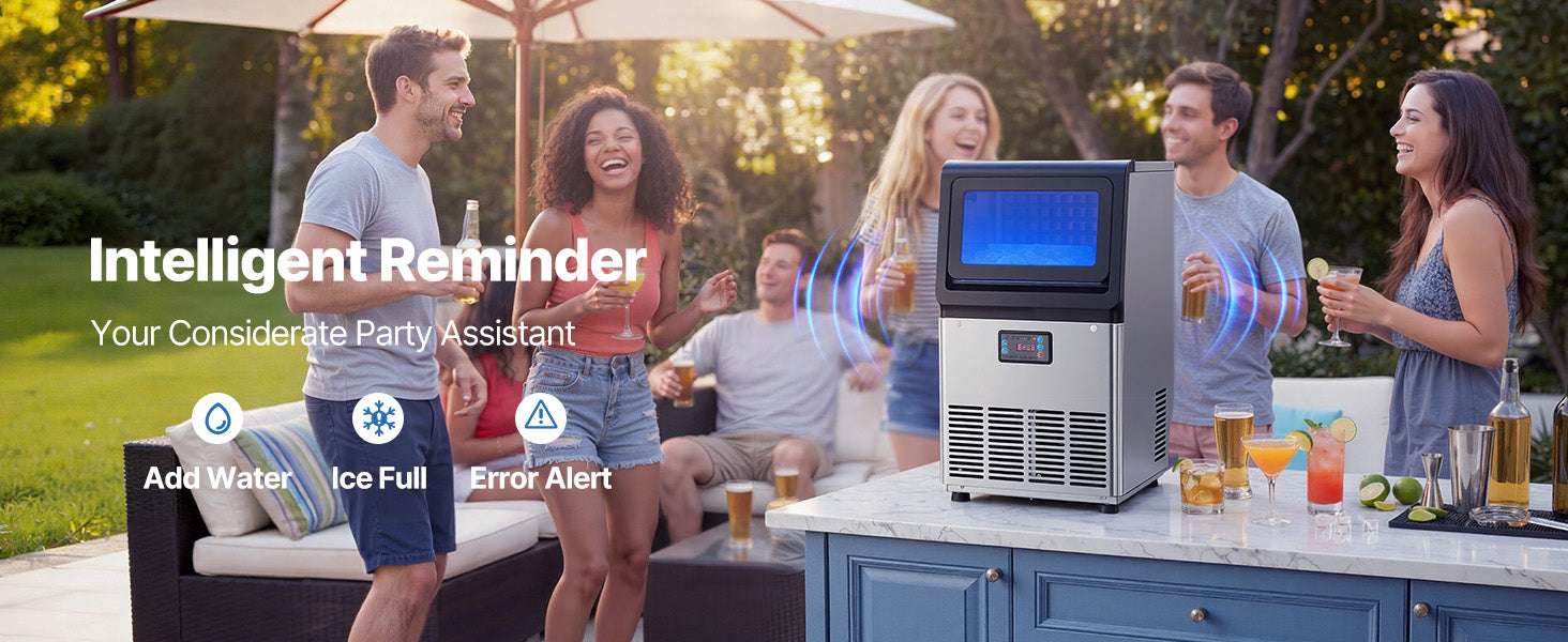 Commercial Ice Maker 80lbs/24h with LED Display & Self-Cleaning-130lbs per 24H / United States