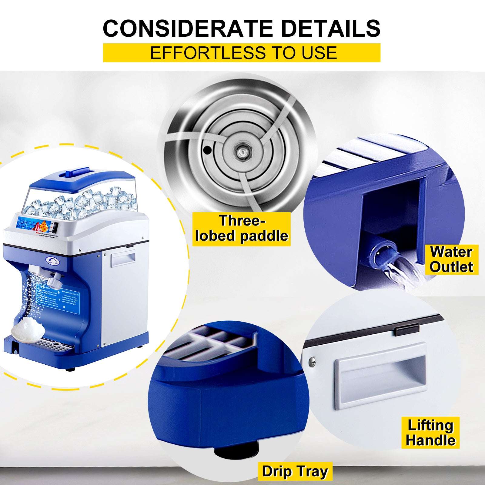 Commercial Ice Shaver 441 lbs/h Electric Snow Cone Machine 5L Hopper-441lbs per hour / United States