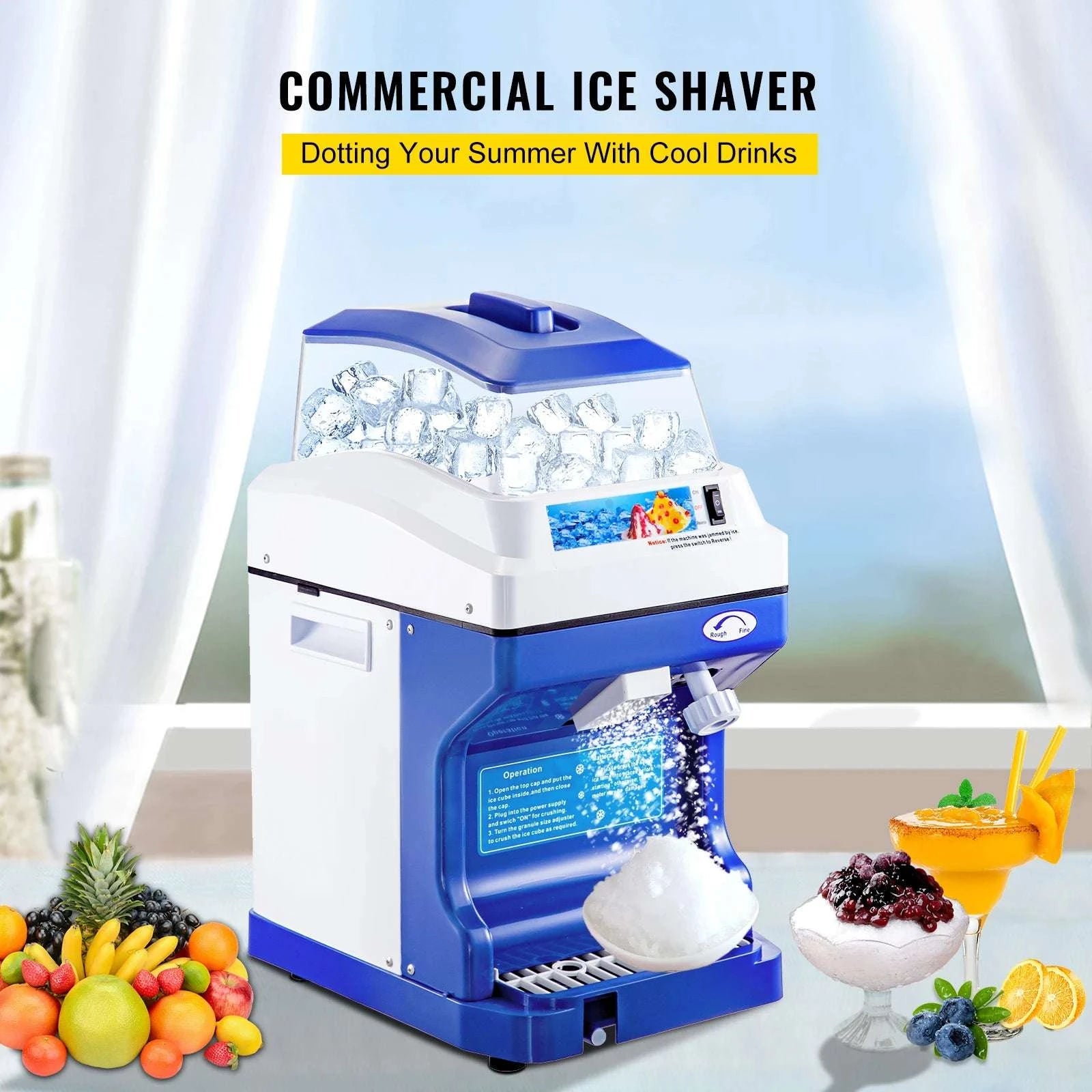 Commercial Ice Shaver 441 lbs/h Electric Snow Cone Machine 5L Hopper-441lbs per hour / United States
