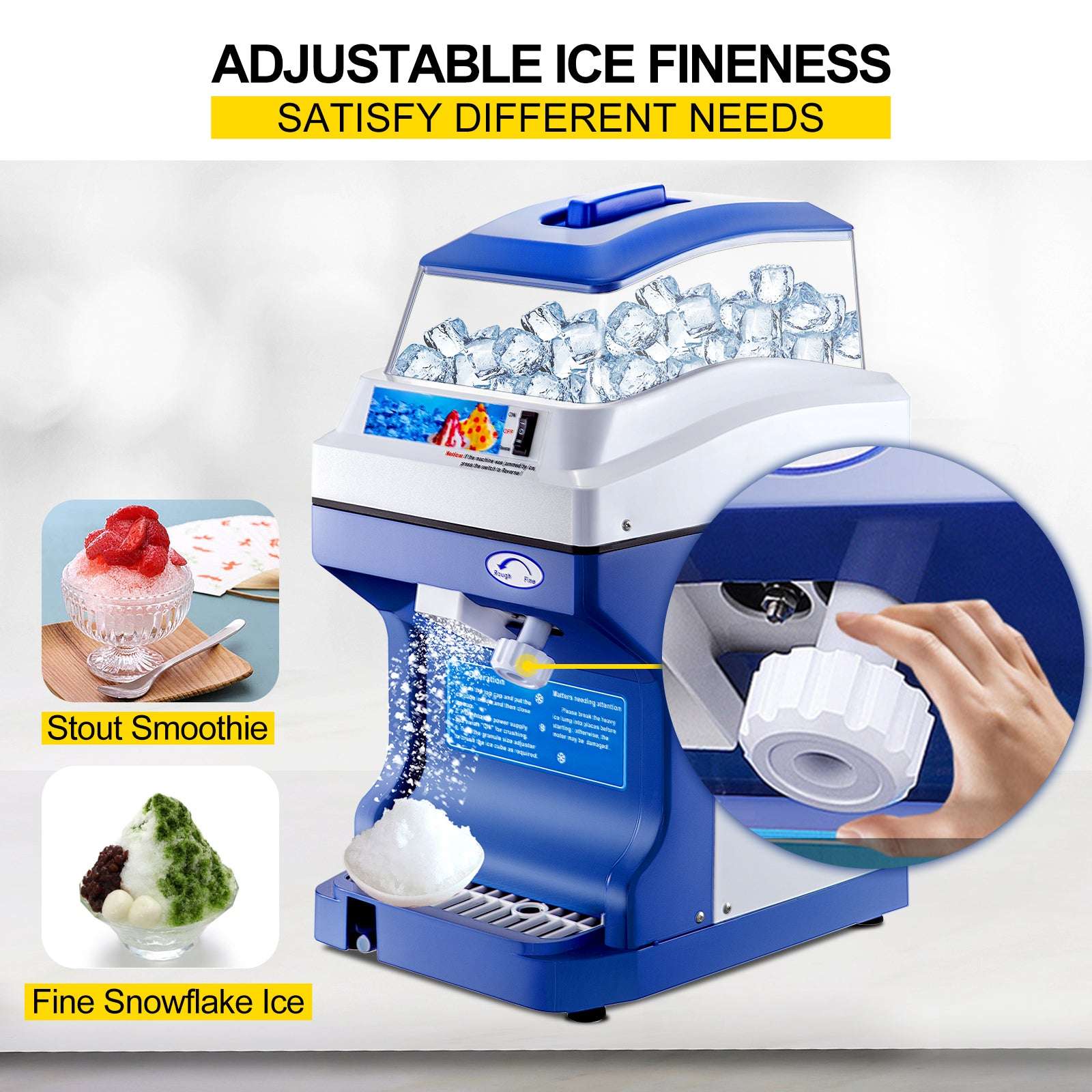 Commercial Ice Shaver 441 lbs/h Electric Snow Cone Machine 5L Hopper-441lbs per hour / United States