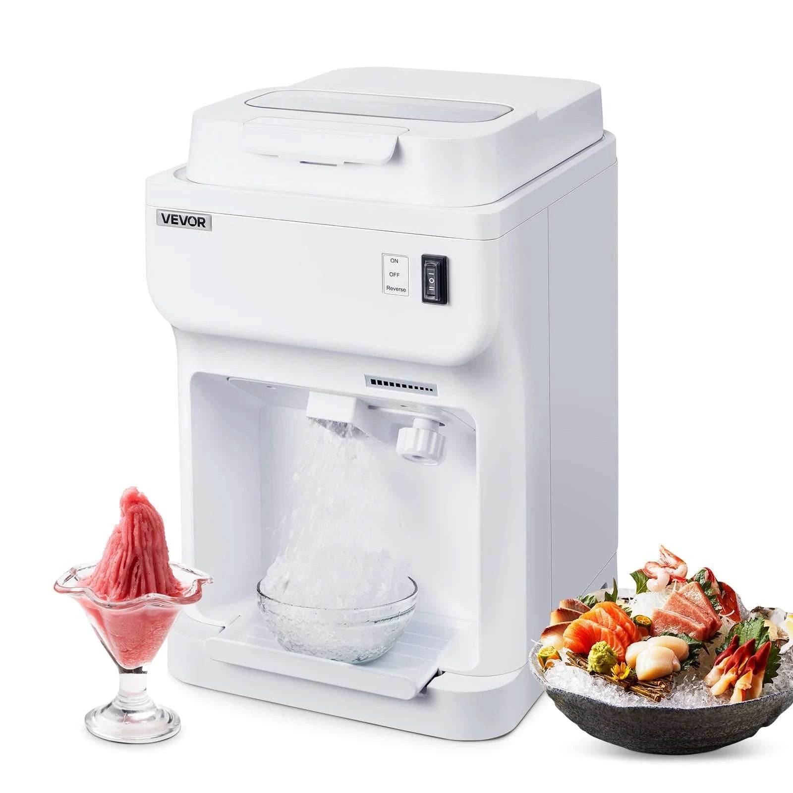 Commercial Ice Shaver Machine 220 lbs/hr Snow Cone Maker 110V-8L Ice Cube Box / United States