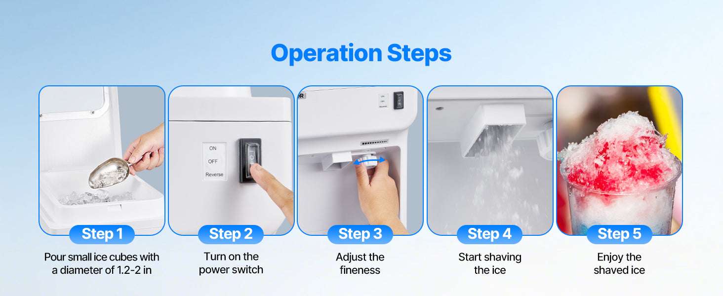 Commercial Ice Shaver Machine 220 lbs/hr Snow Cone Maker 110V-8L Ice Cube Box / United States