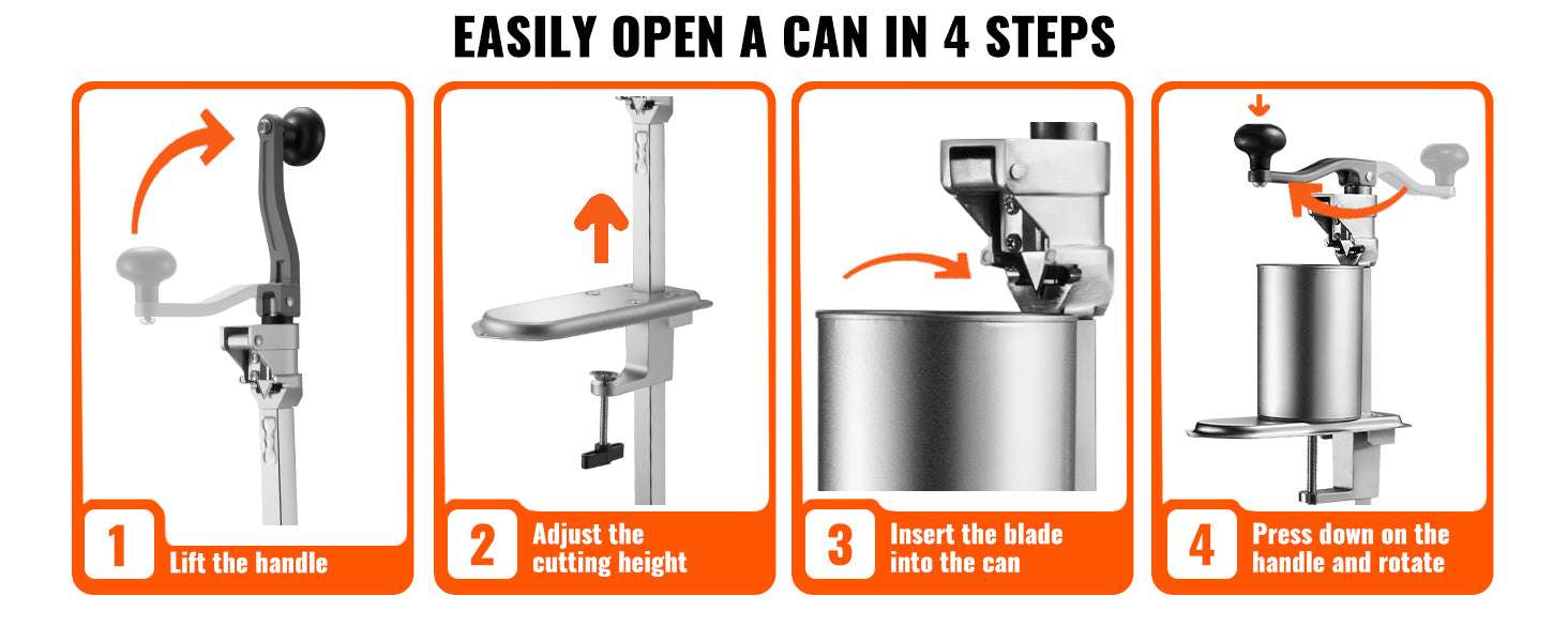 Commercial Manual Can Opener with Table Clamp & Adjustable Height-40cm / United States