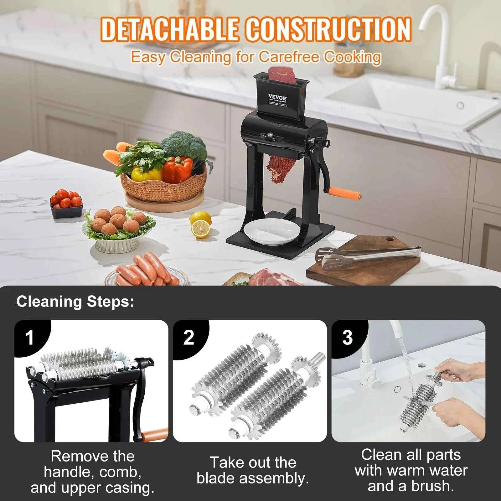 Commercial Meat Tenderizer Heavy Duty Stainless Steel Manual Kitchen Machine-Canada
