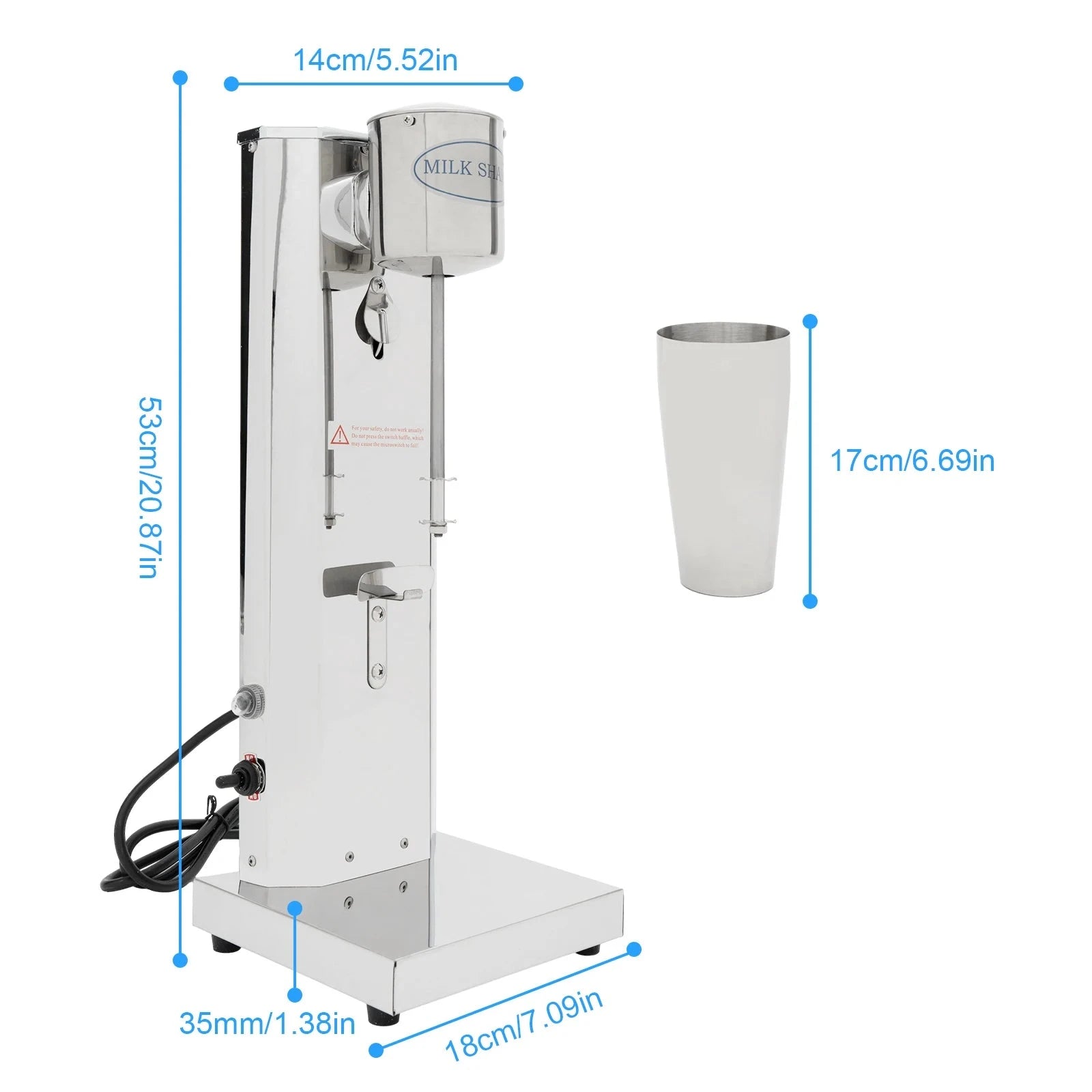 Commercial Milkshake Machine 180W 650ML 18000RPM Stainless Steel-EU   220V / United States