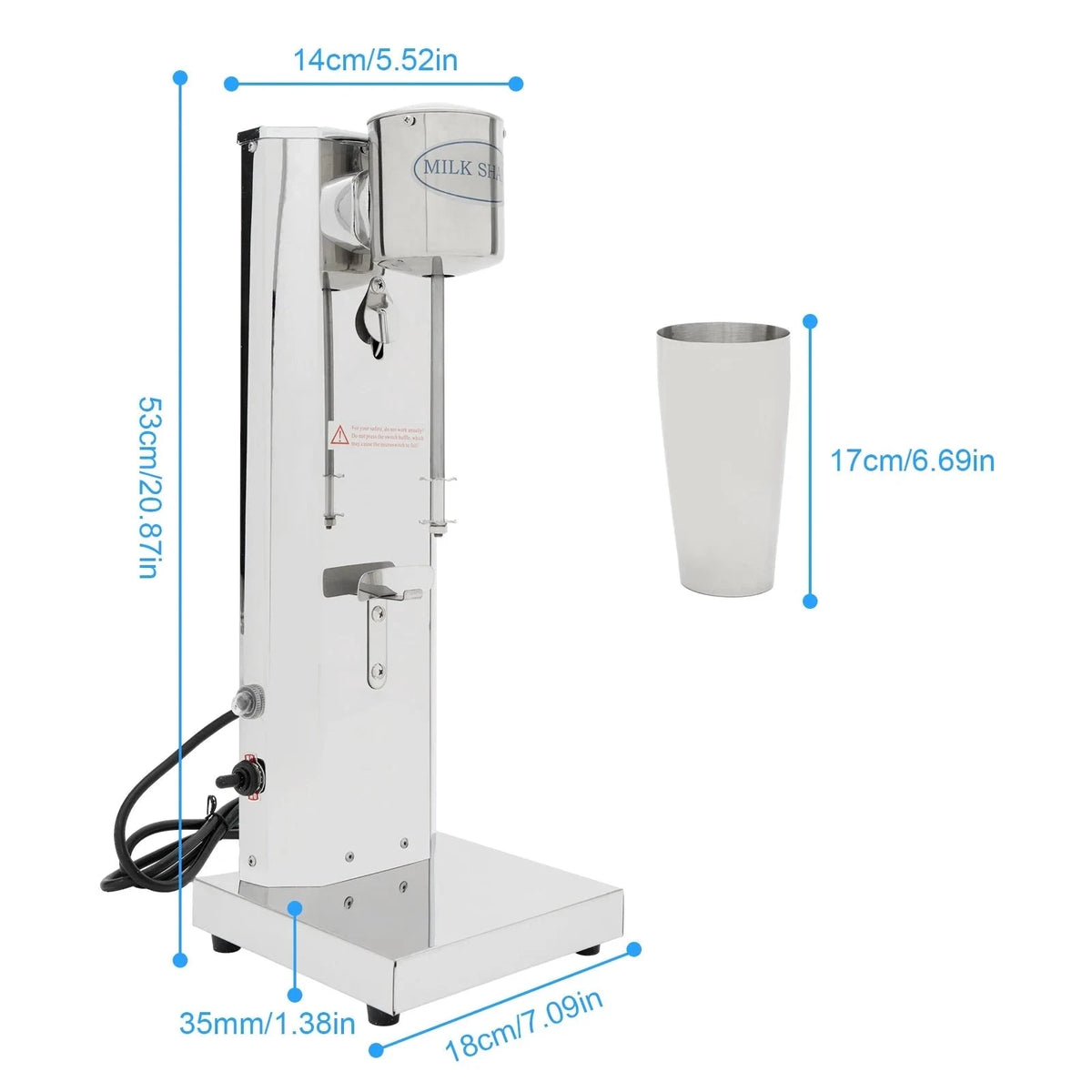 Commercial Milkshake Machine 180W 650ML 18000RPM Stainless Steel-EU   220V / United States