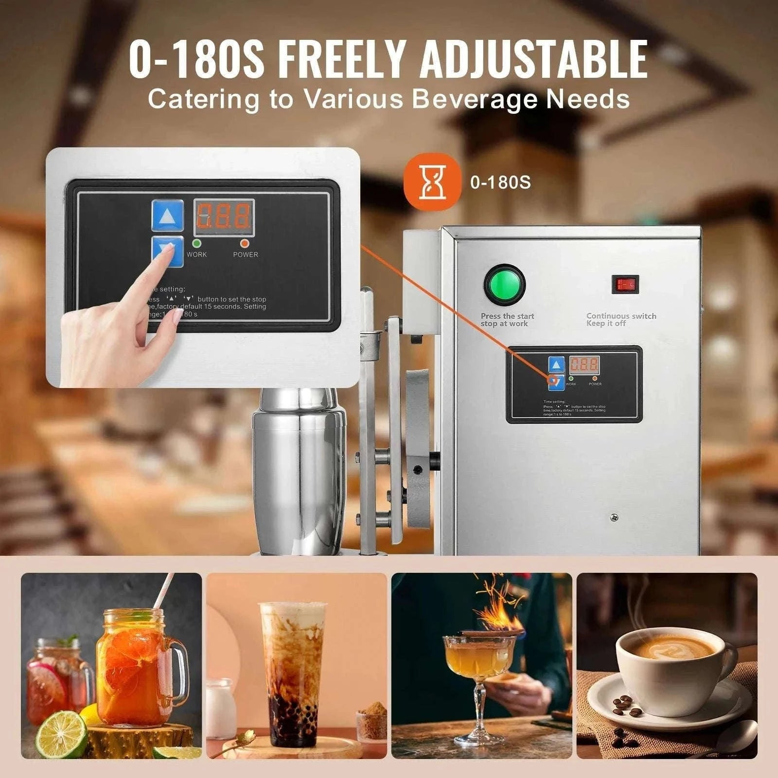 Commercial Milkshake & Milk Tea Shaker Machine 120W Single Head-US 110V