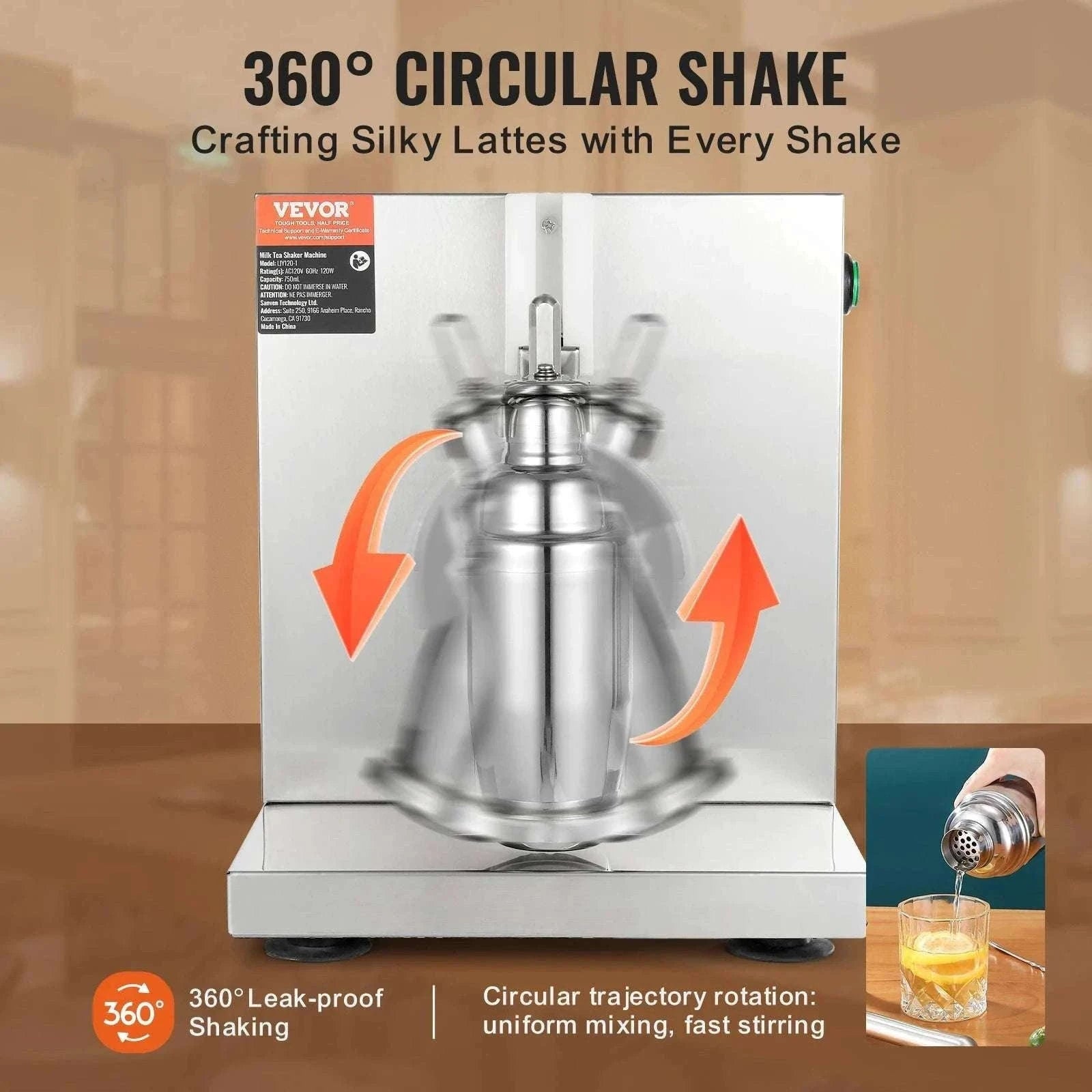 Commercial Milkshake & Milk Tea Shaker Machine 120W Single Head-US 110V