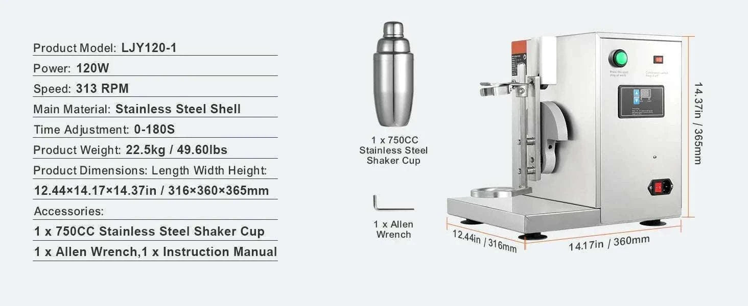 Commercial Milkshake & Milk Tea Shaker Machine 120W Single Head-US 110V