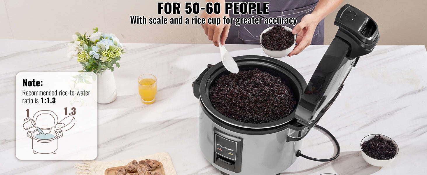 Commercial Rice Cooker 60 Cup Capacity 13 L with Nonstick Inner Pot-13L / United States