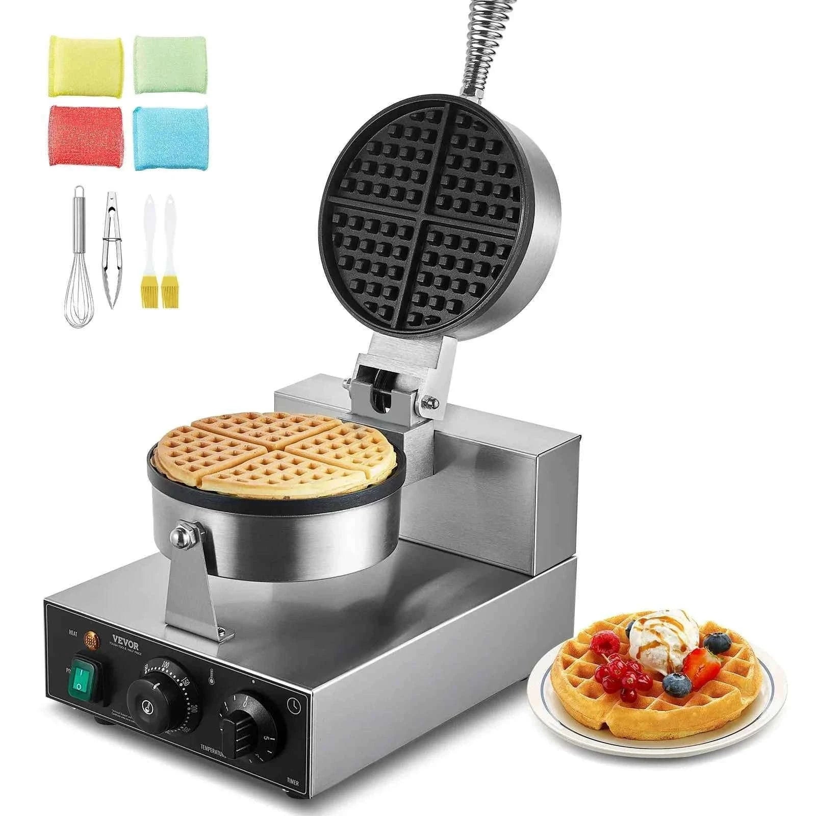 Commercial Round Waffle Maker Non-Stick Stainless Steel-france