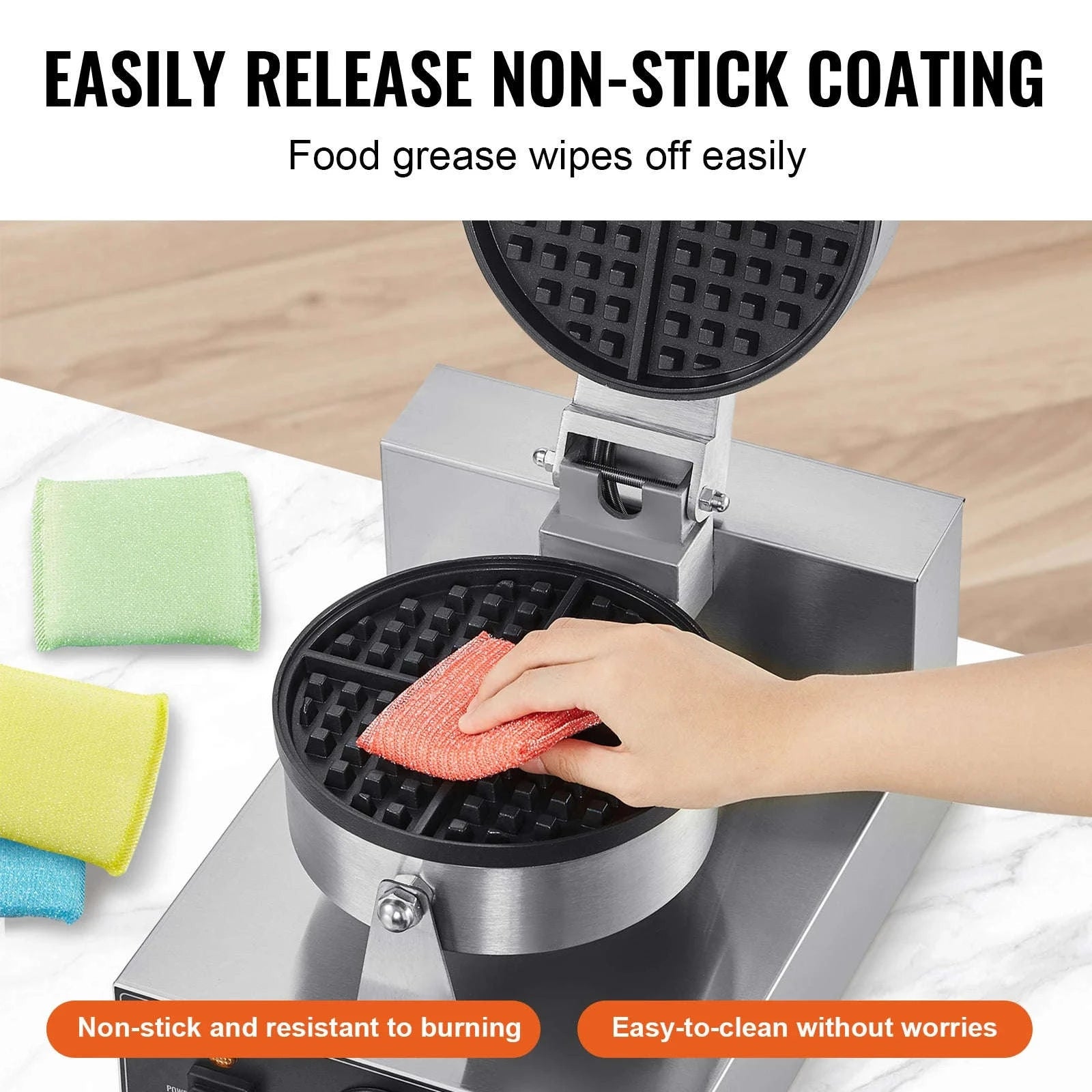 Commercial Round Waffle Maker Non-Stick Stainless Steel-france