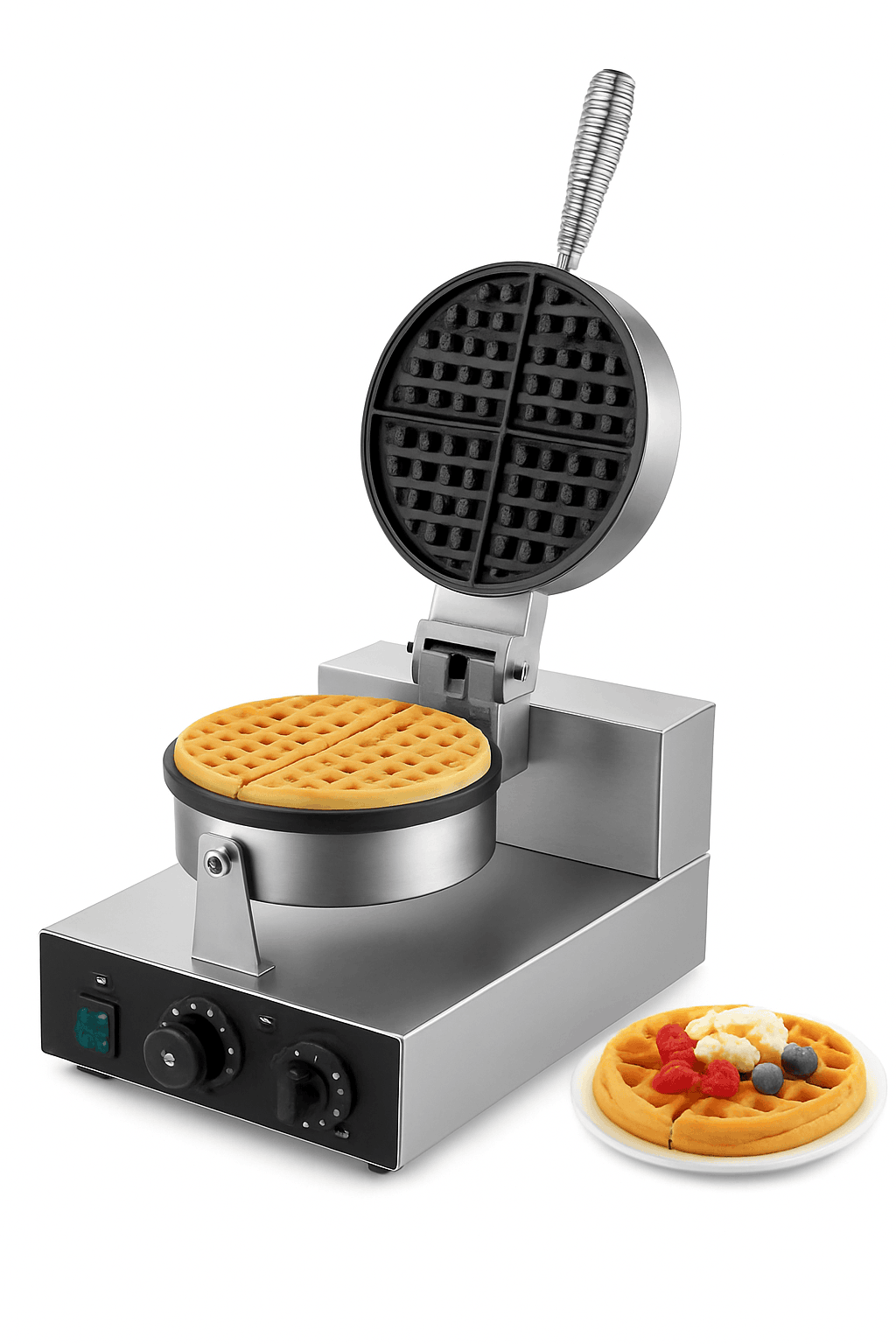 Commercial Round Waffle Maker Non-Stick Stainless Steel-france