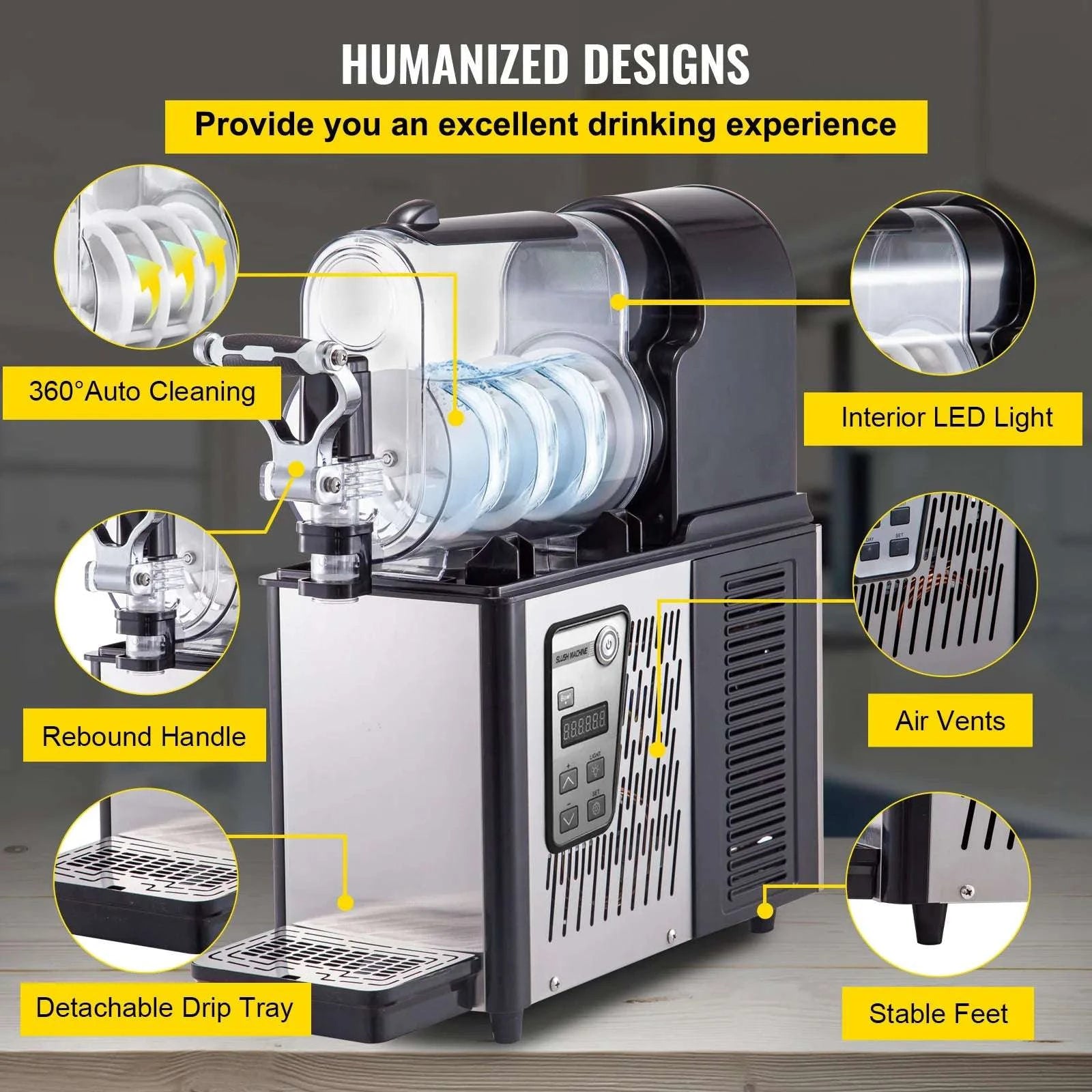 Commercial Slushie Machine 3L/6L Frozen Drink & Smoothie Maker-WHITE / United States / Single Jar