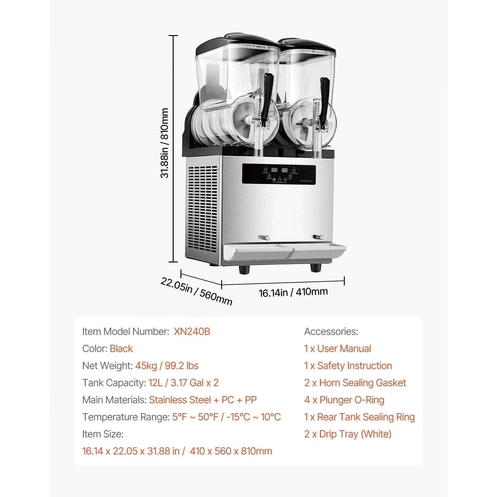 Commercial Slushy Machine 1–3 Tanks 3–36L Frozen Drink Maker-1 x 4L Tank / CZECH REPUBLIC