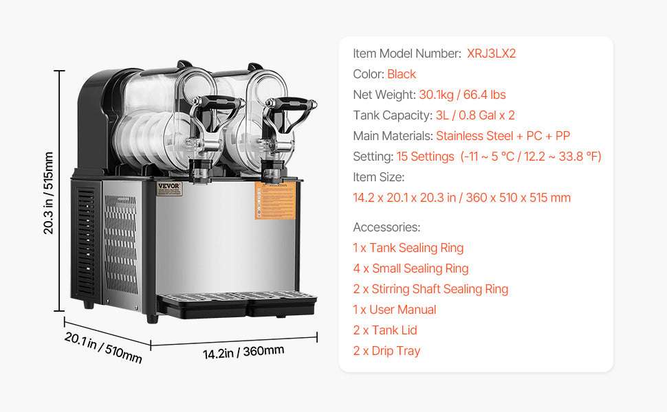 Commercial Slushy Machine 1–3 Tanks 3–36L Frozen Drink Maker-1 x 4L Tank / CZECH REPUBLIC