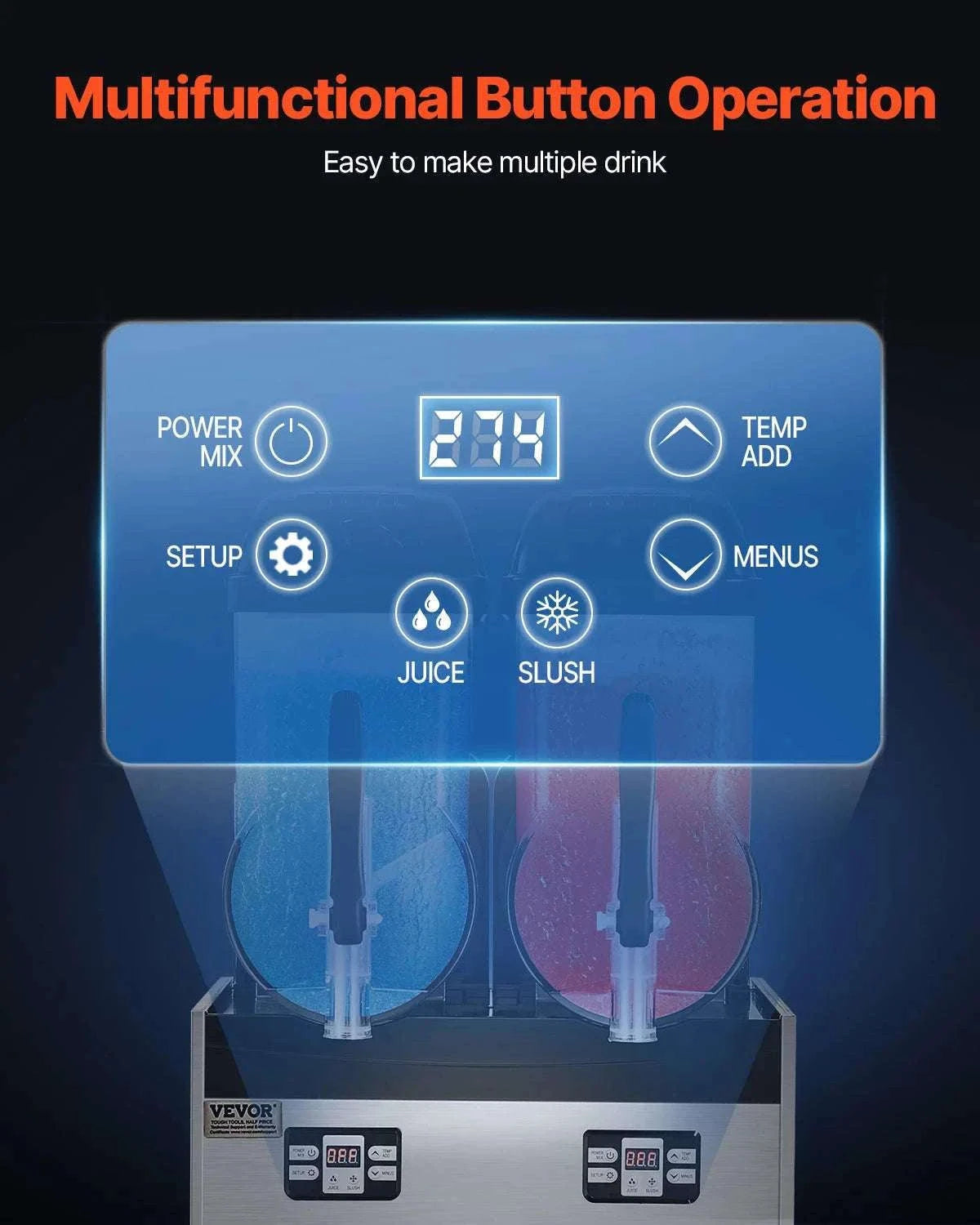 Commercial Slushy Machine 1–3 Tanks 3–36L Frozen Drink Maker-1 x 4L Tank / CZECH REPUBLIC