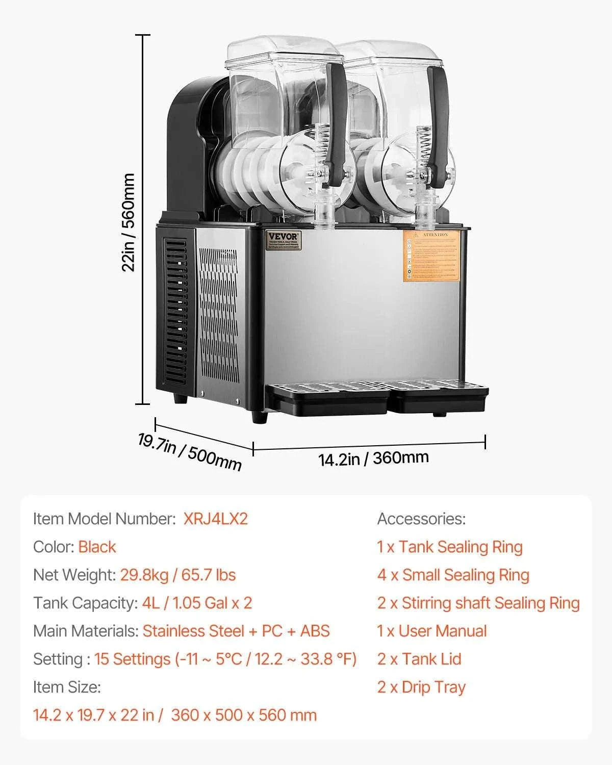 Commercial Slushy Machine 1–3 Tanks 3–36L Frozen Drink Maker-1 x 4L Tank / CZECH REPUBLIC