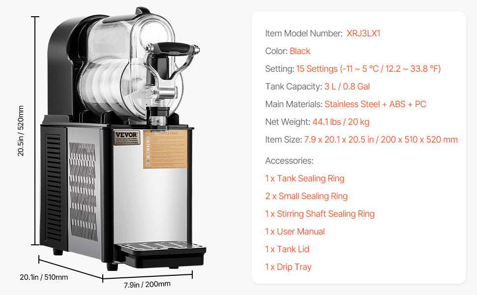 Commercial Slushy Machine 1–3 Tanks 3–36L Frozen Drink Maker-1 x 4L Tank / CZECH REPUBLIC