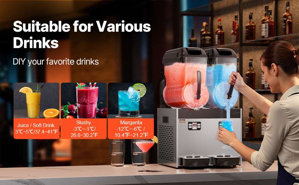 Commercial Slushy Machine 1–3 Tanks 3–36L Frozen Drink Maker-1 x 4L Tank / CZECH REPUBLIC