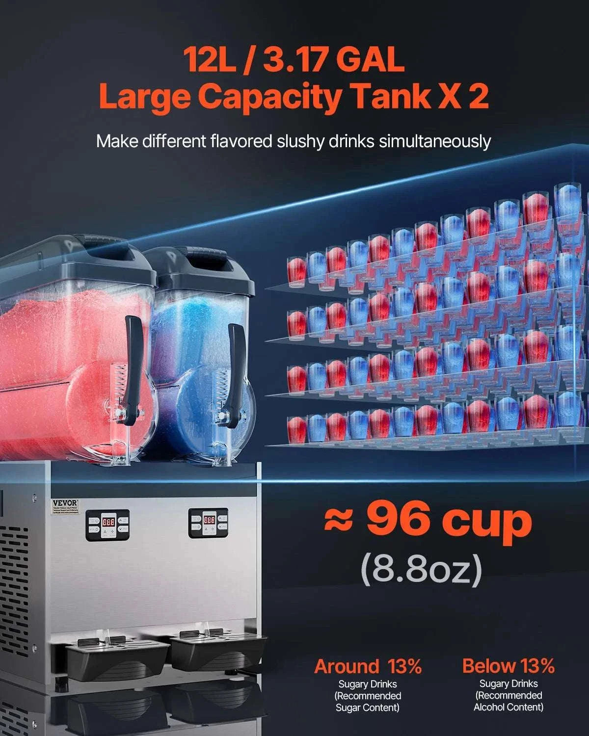 Commercial Slushy Machine 1–3 Tanks 3–36L Frozen Drink Maker-1 x 4L Tank / CZECH REPUBLIC