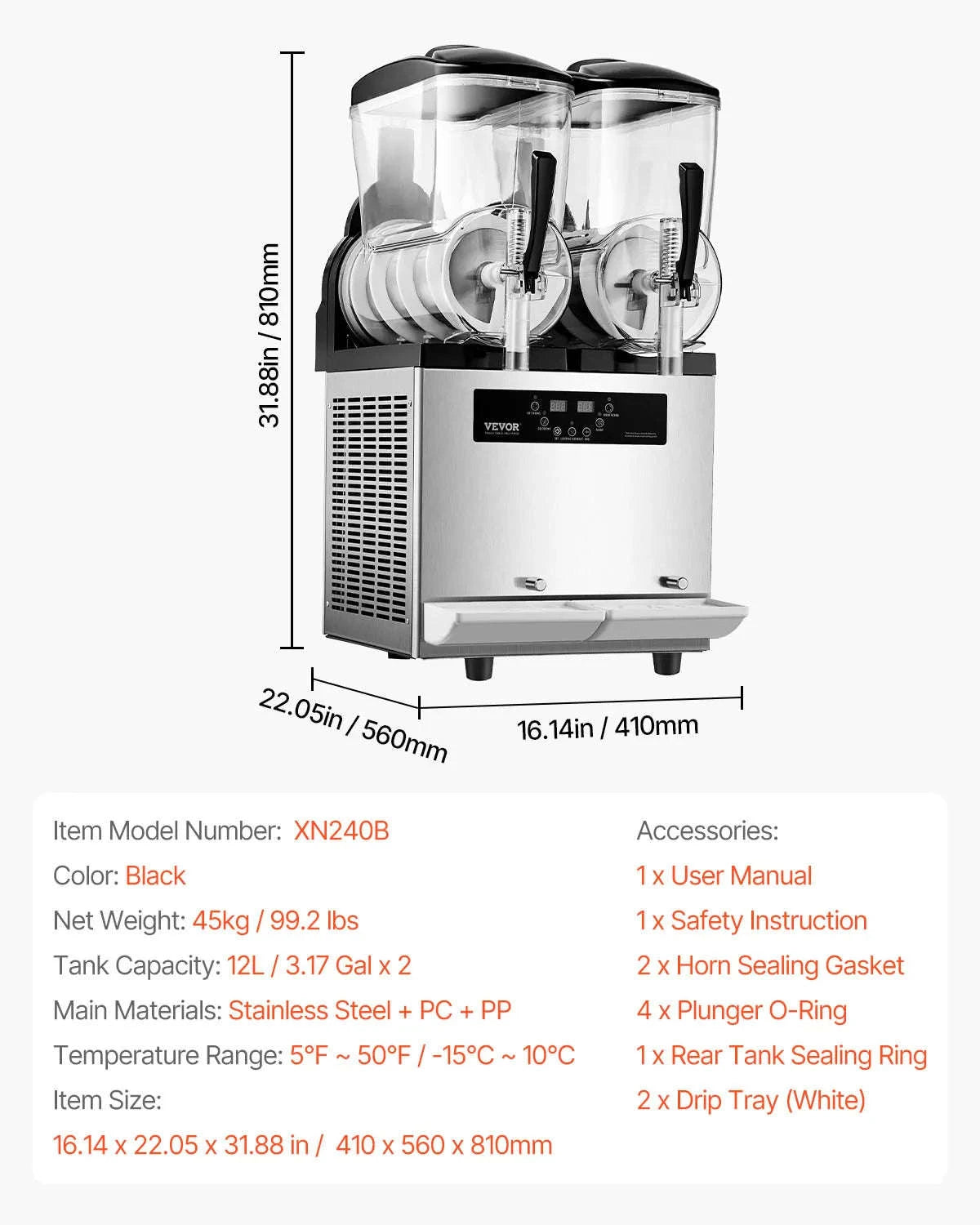 Commercial Slushy Machine 2 x 12L Stainless Steel Frozen Drink Maker-3x12L / United States