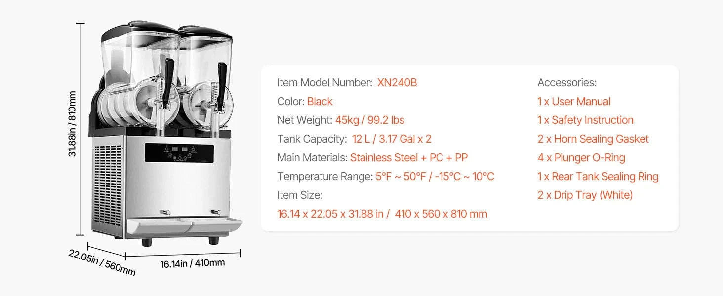 Commercial Slushy Machine 2 x 12L Stainless Steel Frozen Drink Maker-3x12L / United States