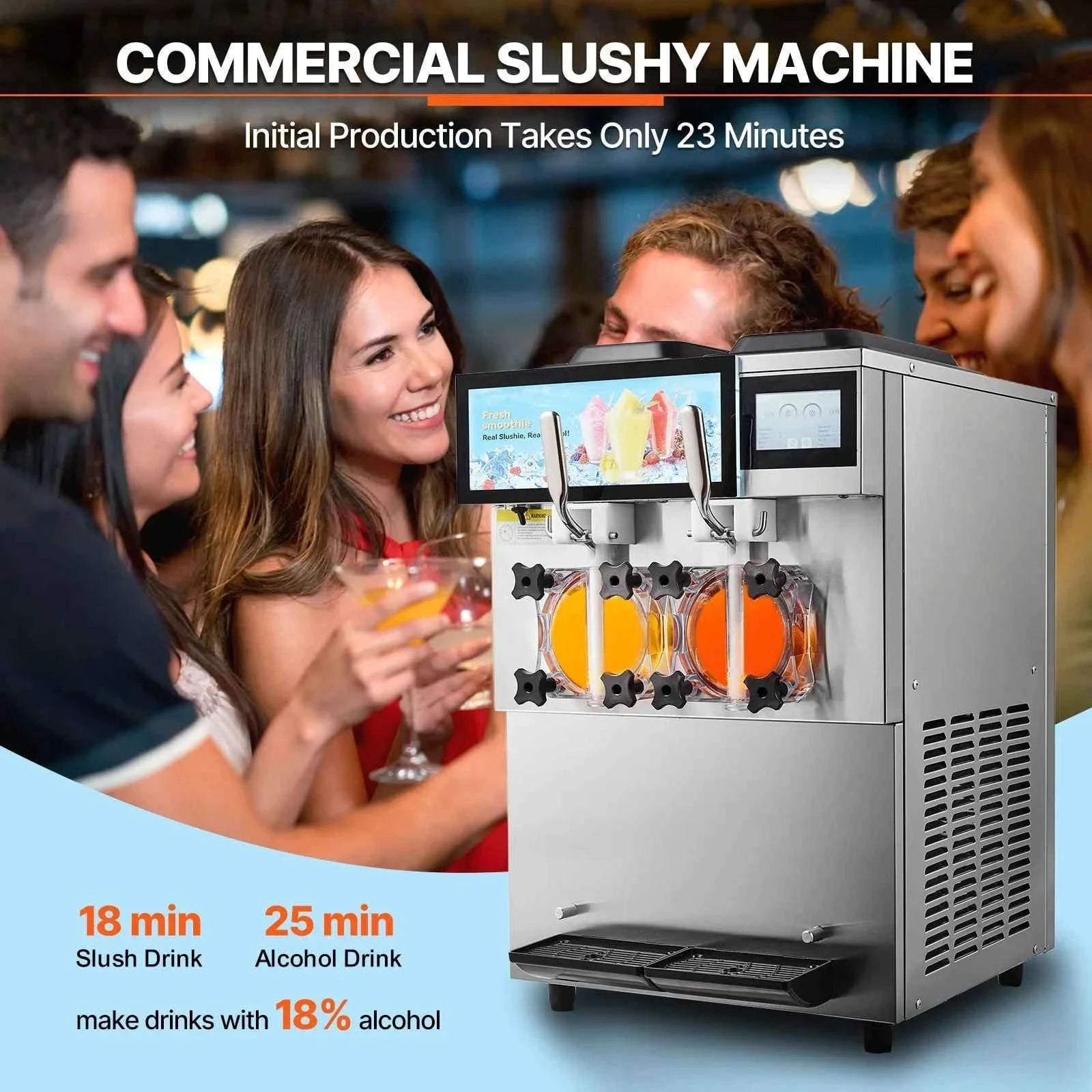 Commercial Slushy Machine 24L Double Tank Frozen Drink Maker-light green / United States