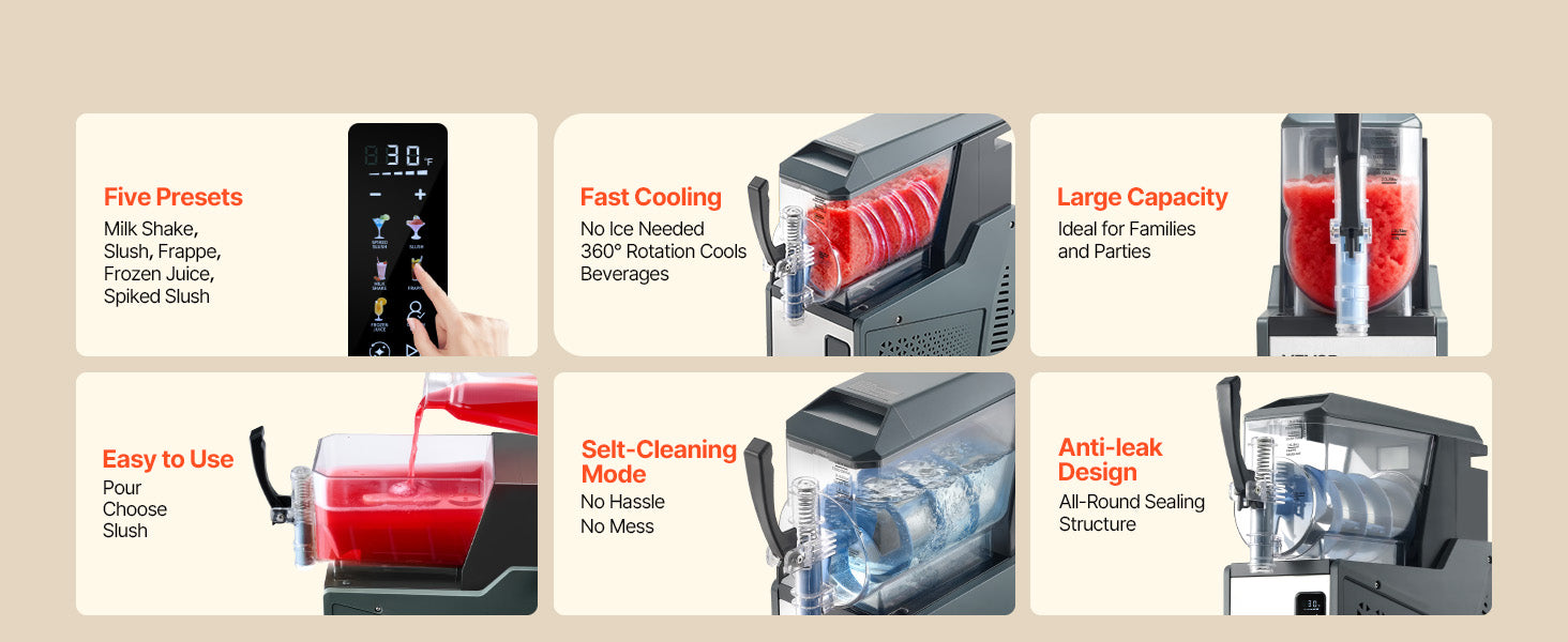 No Ice Slushy Machine with Single Tank for Frozen Drinks