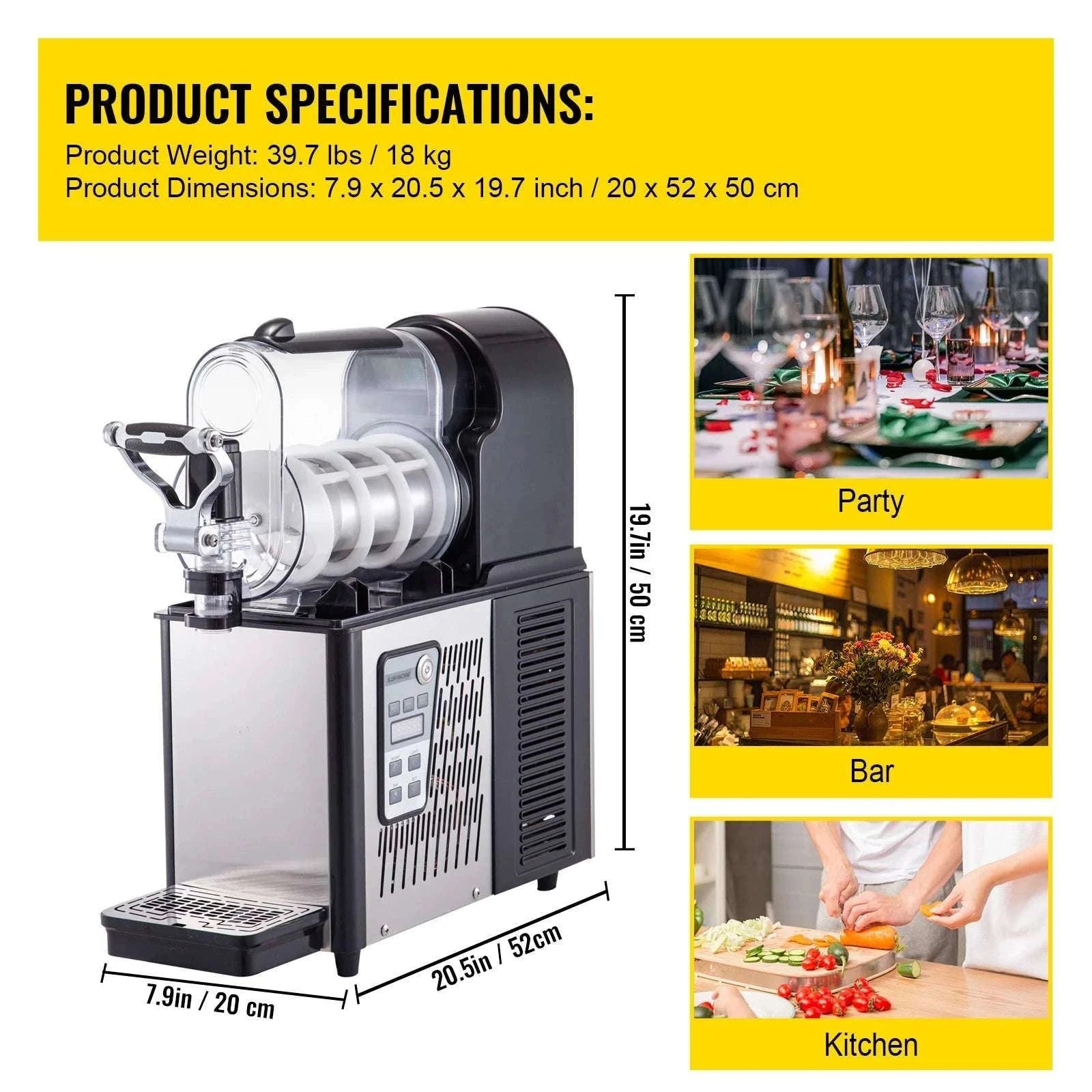 Commercial Slushy Machine with Dual 3L Tanks & Temperature Control-2 X 3L / United States