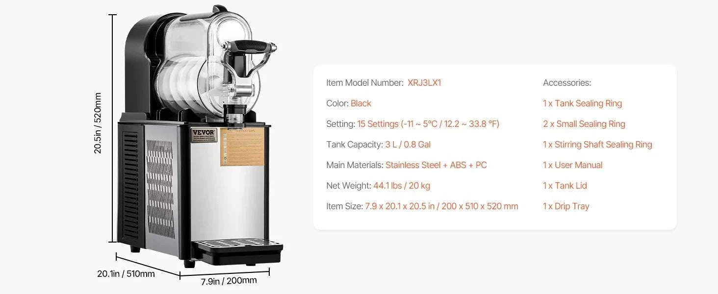 Commercial Slushy Machine with Dual 3L Tanks & Temperature Control-2 X 3L / United States
