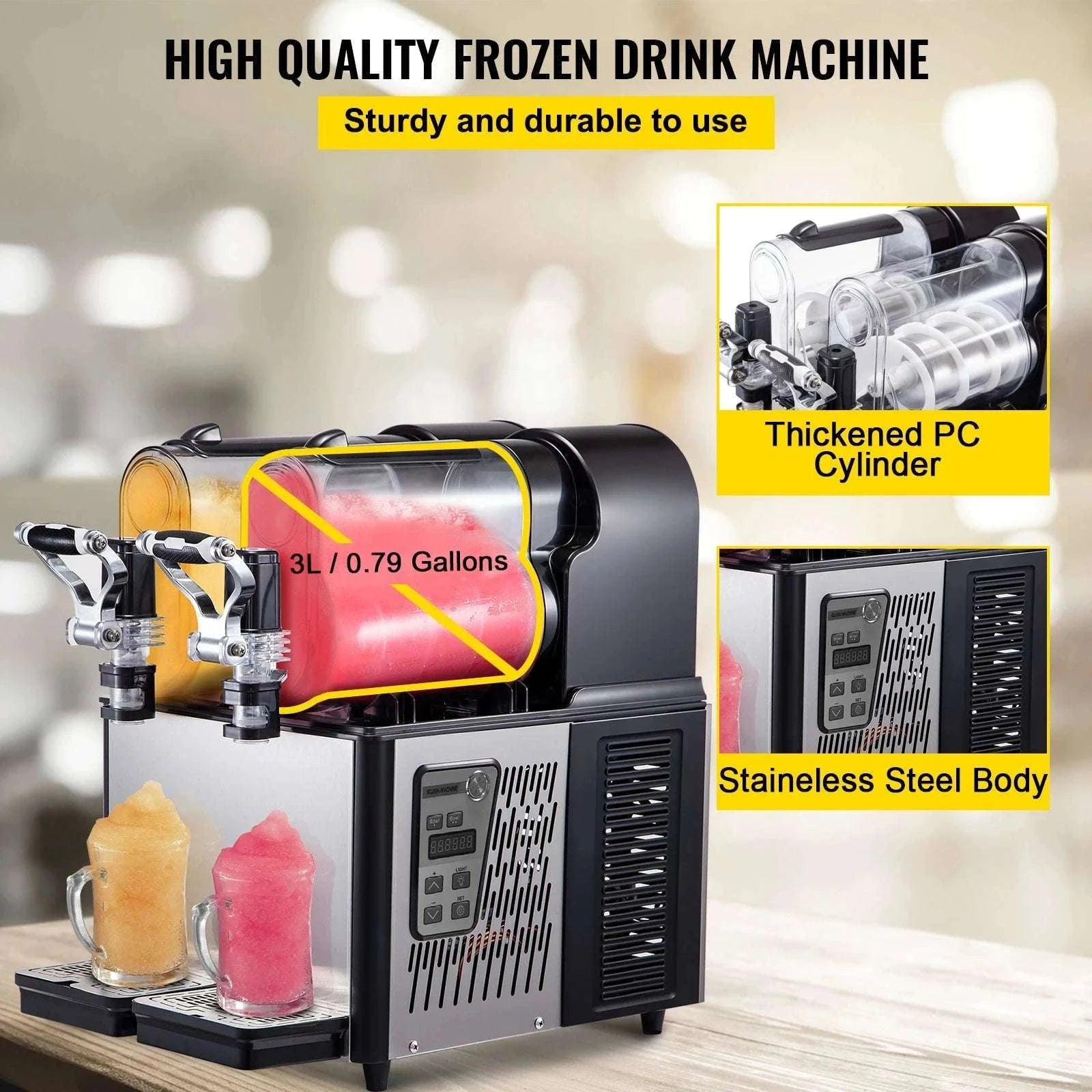 Commercial Slushy Machine with Dual 3L Tanks & Temperature Control-2 X 3L / United States