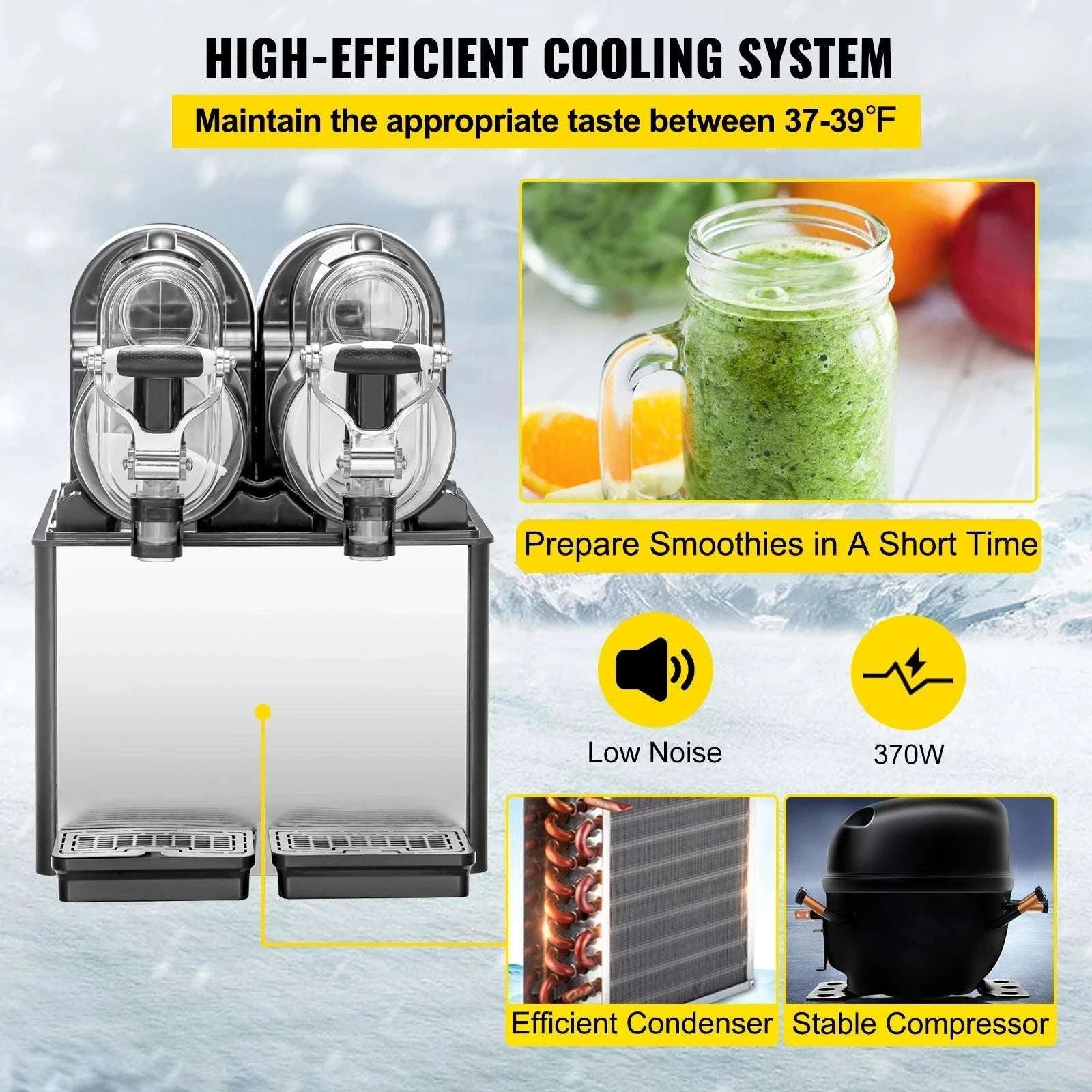 Commercial Slushy Machine with Dual 3L Tanks & Temperature Control-2 X 3L / United States