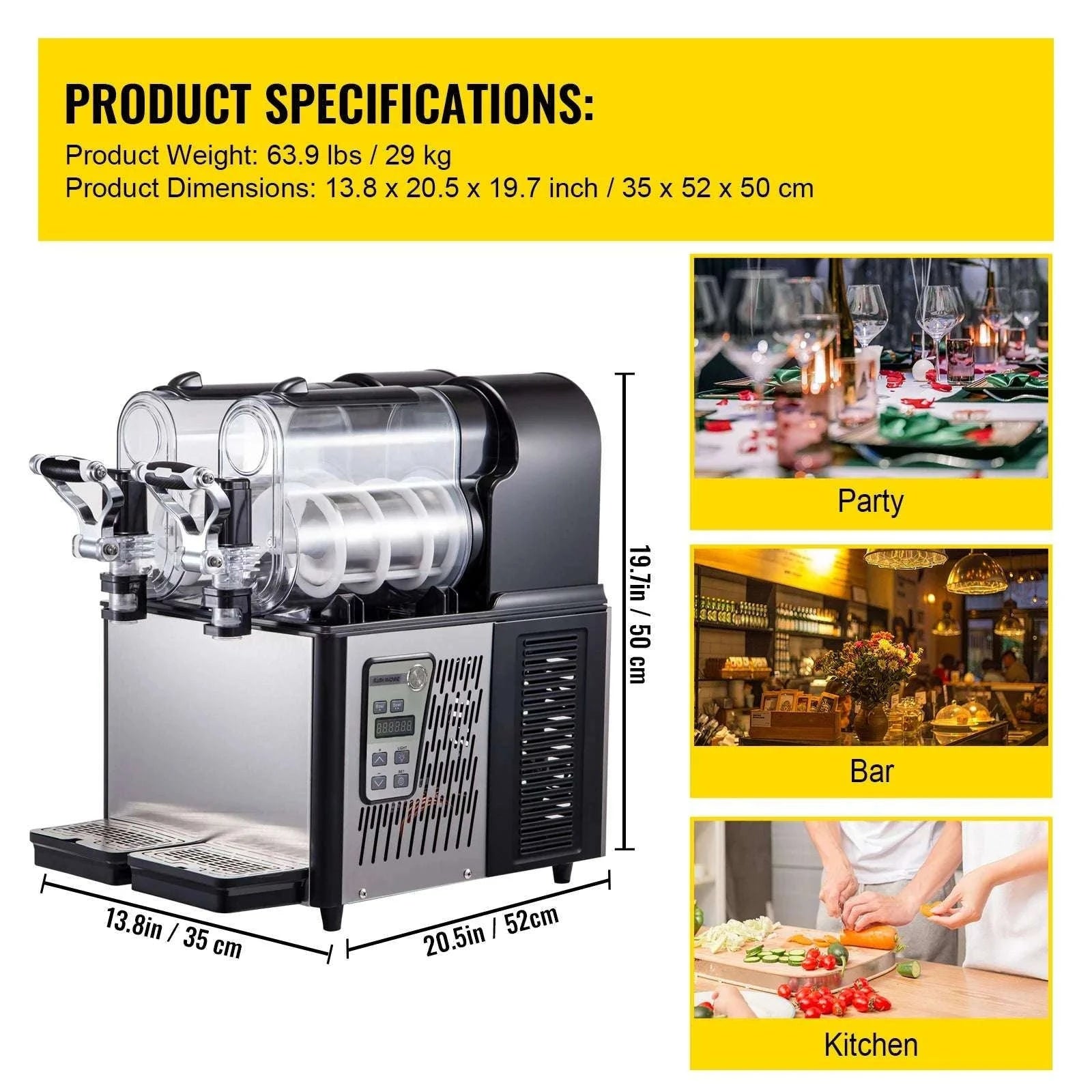 Commercial Slushy Machine with Dual 3L Tanks & Temperature Control-2 X 3L / United States