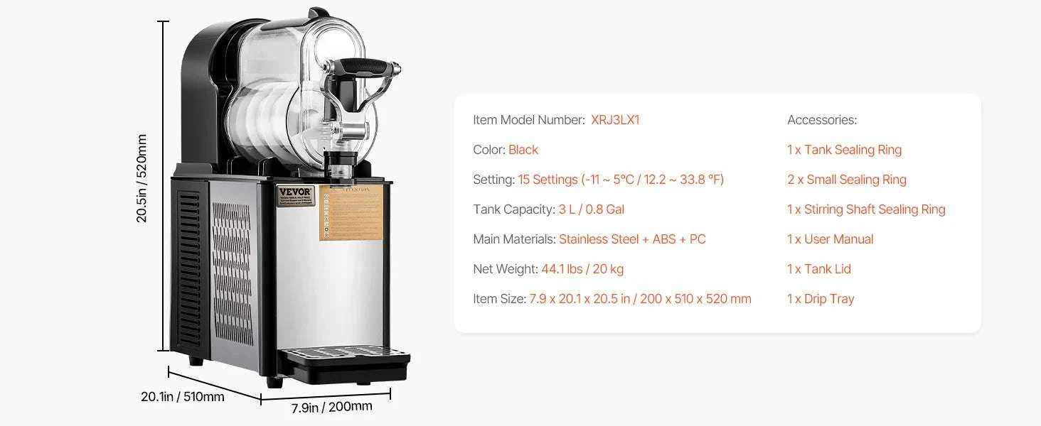 Commercial Slushy Machine with Dual 3L Tanks & Temperature Control-2 X 3L / United States
