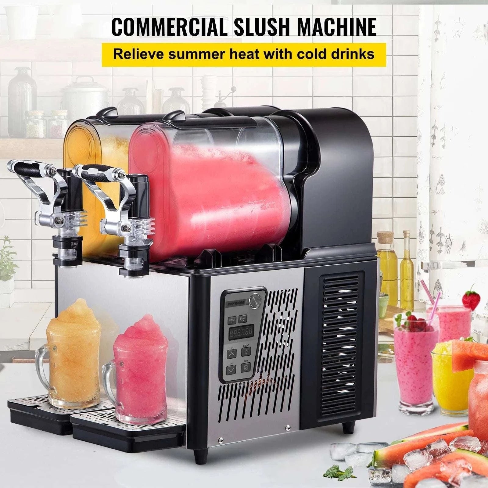 Commercial Slushy Machine with Dual 3L Tanks & Temperature Control-2 X 3L / United States