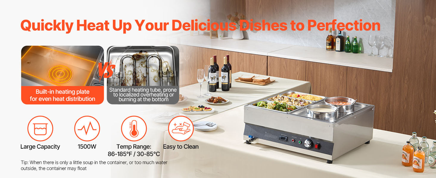 Electric Soup Warmer Bain Marie 1500W with Pots & Pans Set
