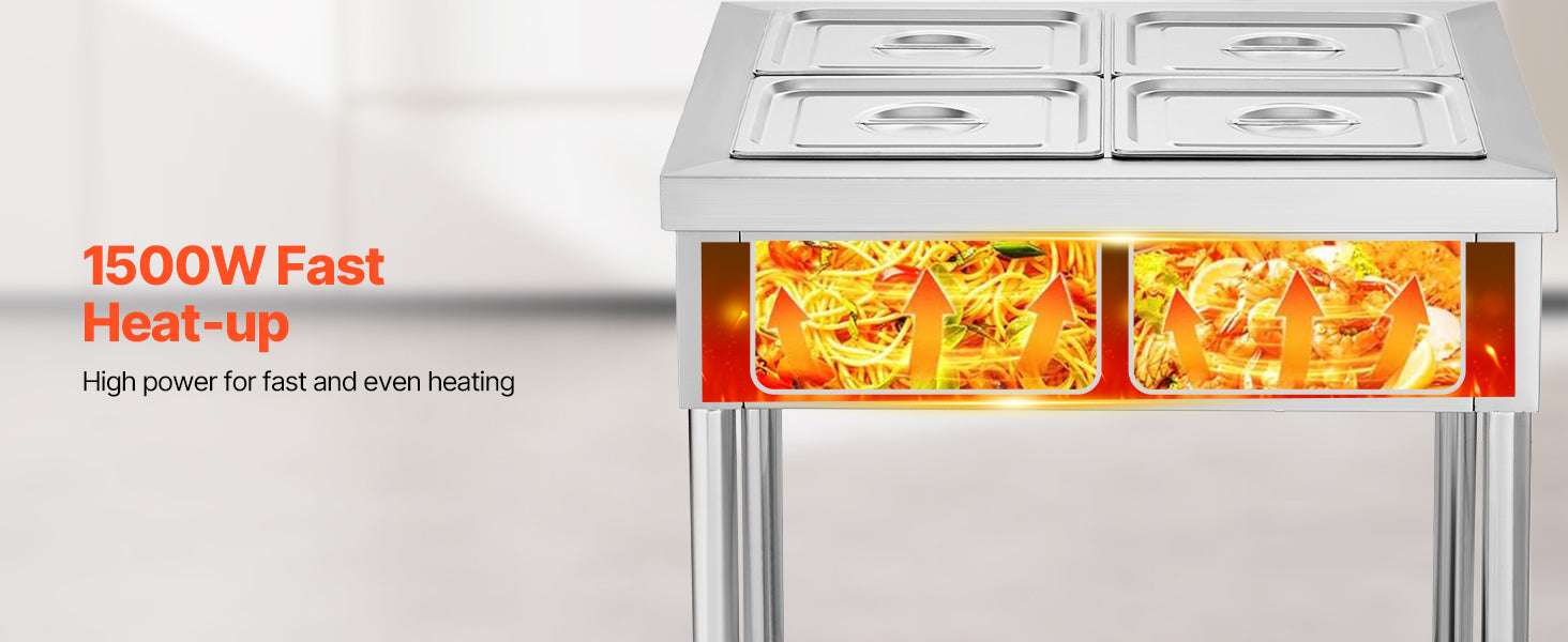 Commercial Stainless Steel Electric Food Warmer Steam Table-4 Pans / United States