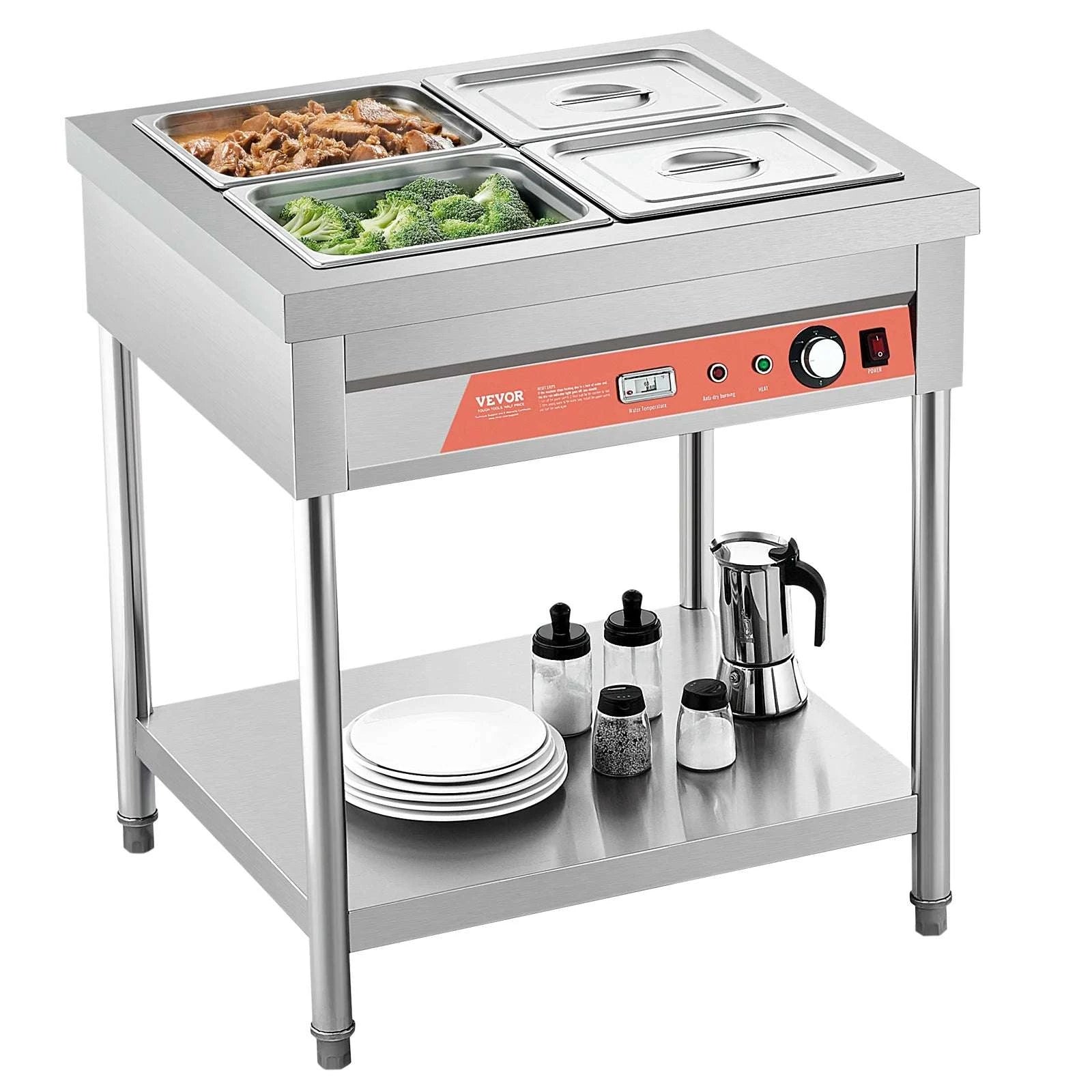 Commercial Stainless Steel Electric Food Warmer Steam Table-4 Pans / United States