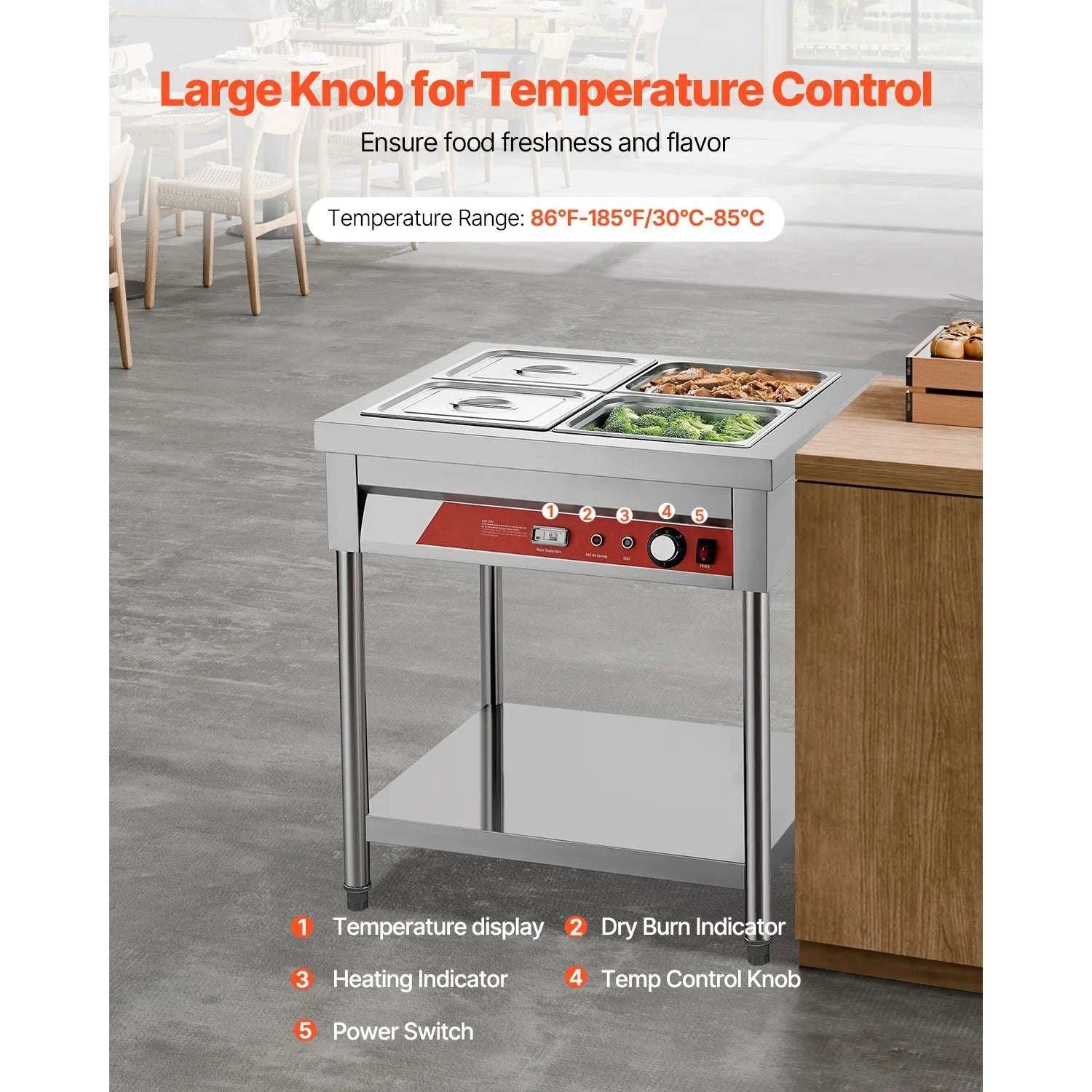 Commercial Stainless Steel Electric Food Warmer Steam Table-4 Pans / United States