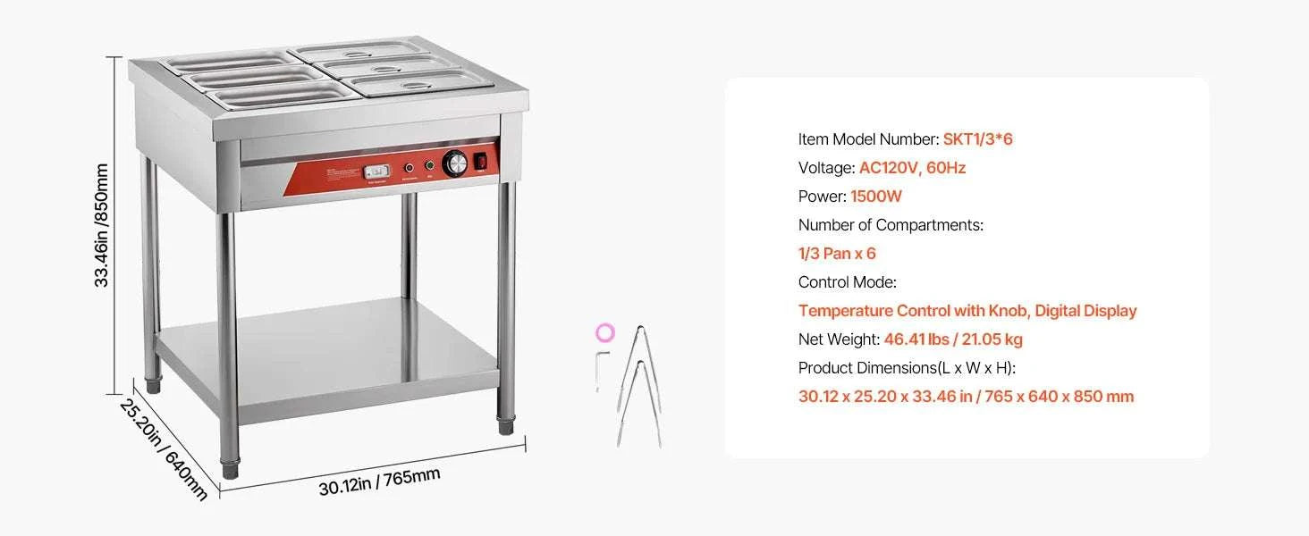 Commercial Stainless Steel Electric Food Warmer Steam Table-4 Pans / United States