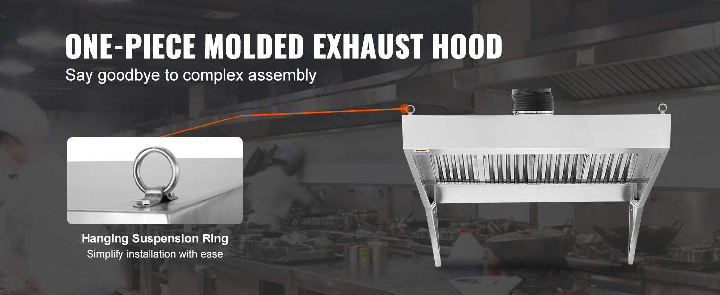 Commercial Stainless Steel Exhaust Hood Under Cabinet Range Hood-6FT 0.5HP / United States