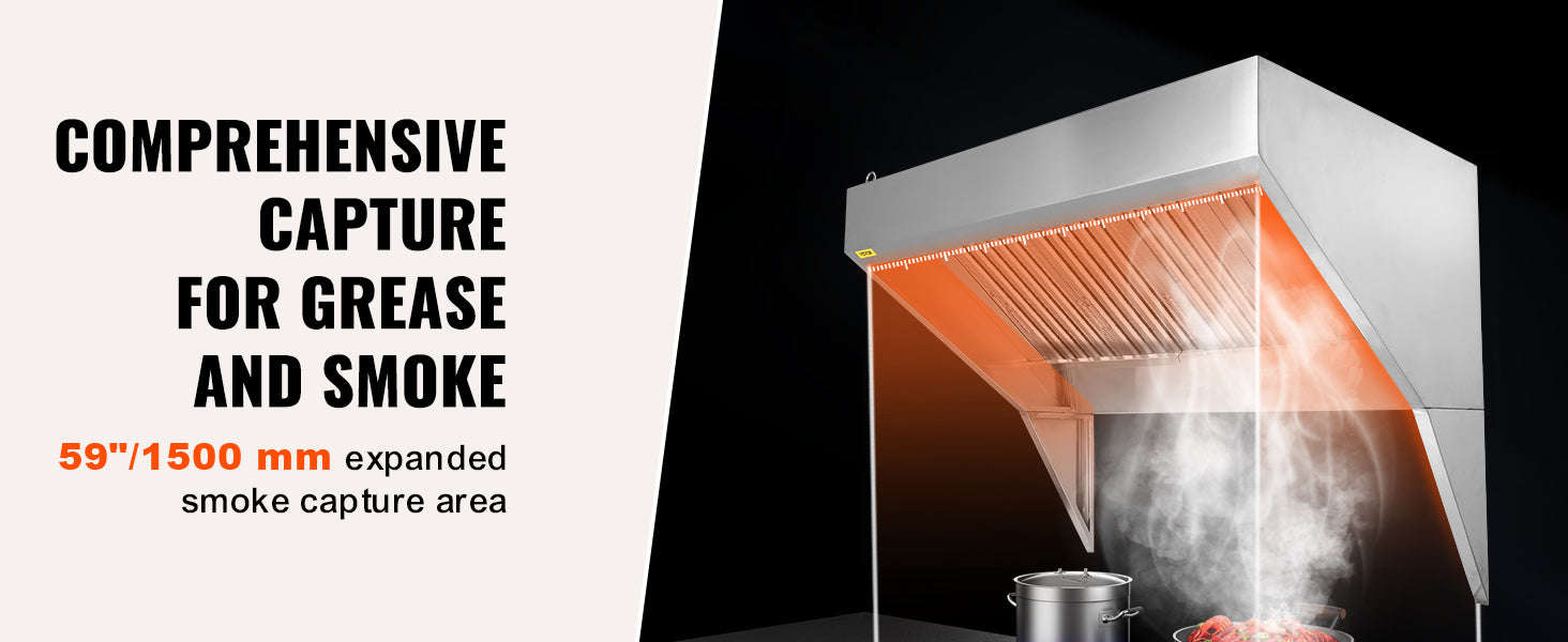 Commercial Stainless Steel Exhaust Hood Under Cabinet Range Hood-6FT 0.5HP / United States