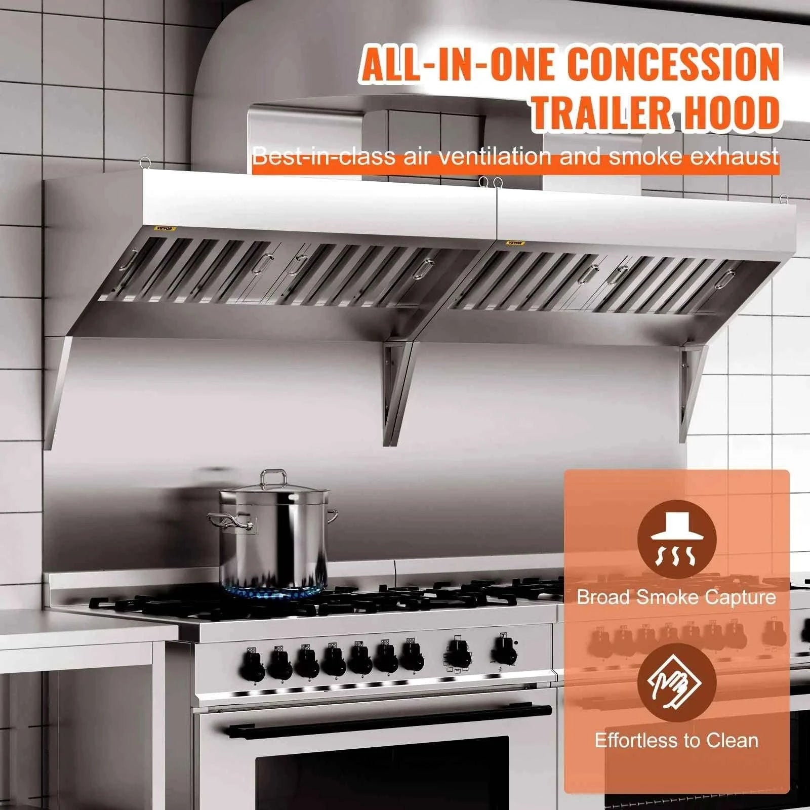 Commercial Stainless Steel Exhaust Hood Under Cabinet Range Hood-6FT 0.5HP / United States