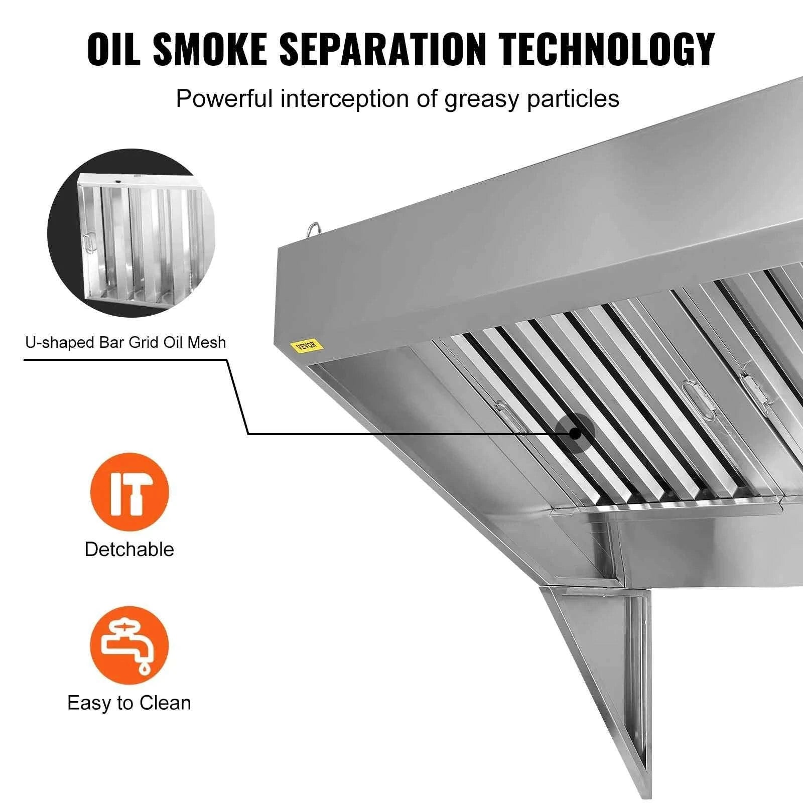 Commercial Stainless Steel Exhaust Hood Under Cabinet Range Hood-6FT 0.5HP / United States