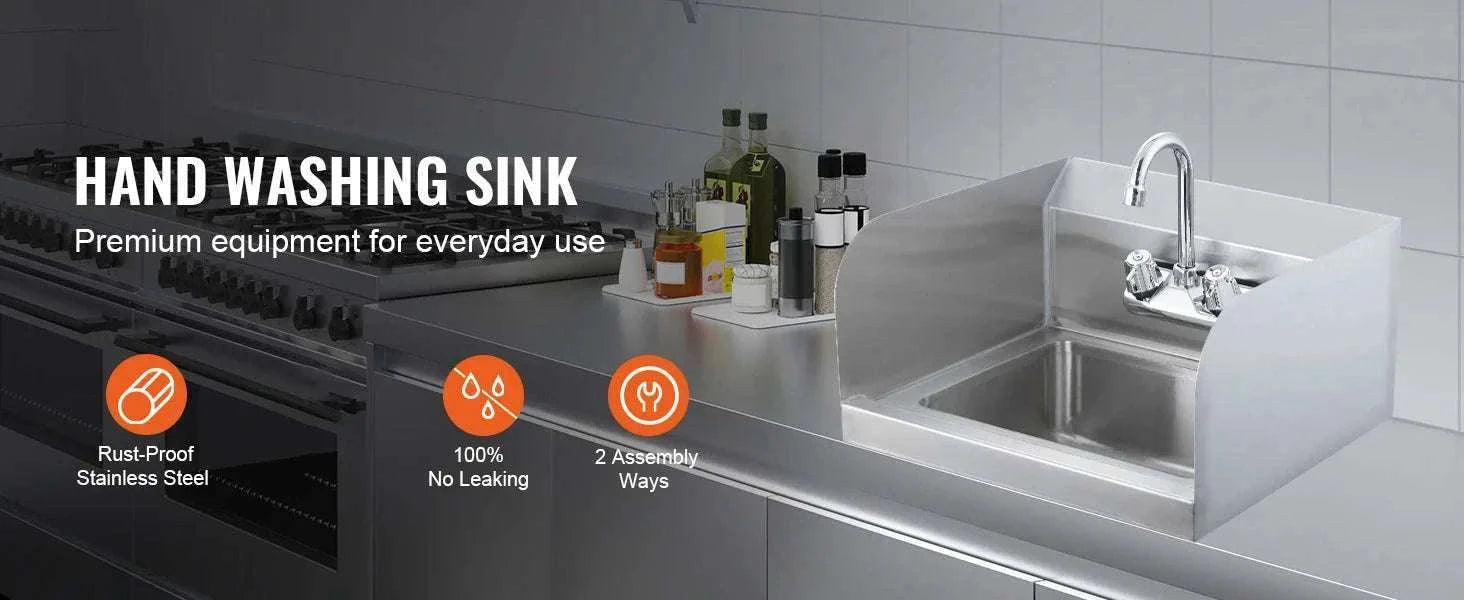 Commercial Stainless Steel Wall-Mount Hand Sink with Faucet-14x10inch / United States