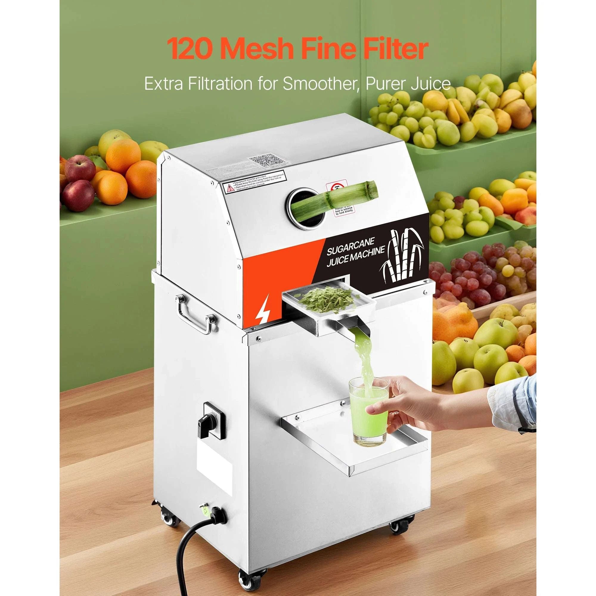Commercial Sugar Cane Juicer 800W High Output 3-Roller Machine-661LBS per hour / United States